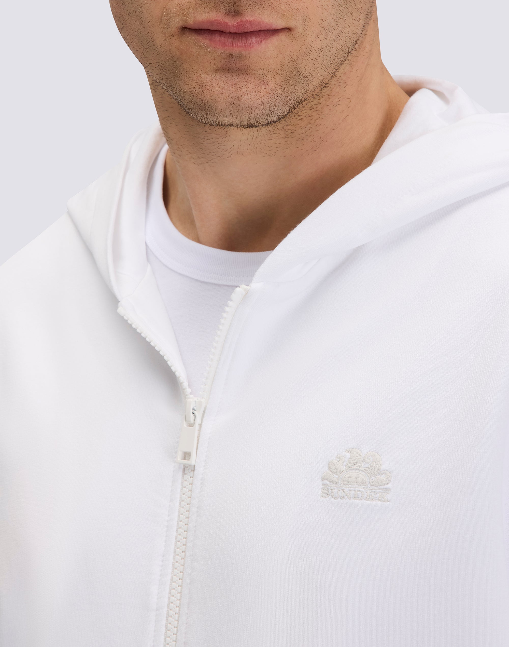sundek-m432jhf9500-felpa-uomo-full-zip-con-cappuccio-in-cotone-degarzato image 4
