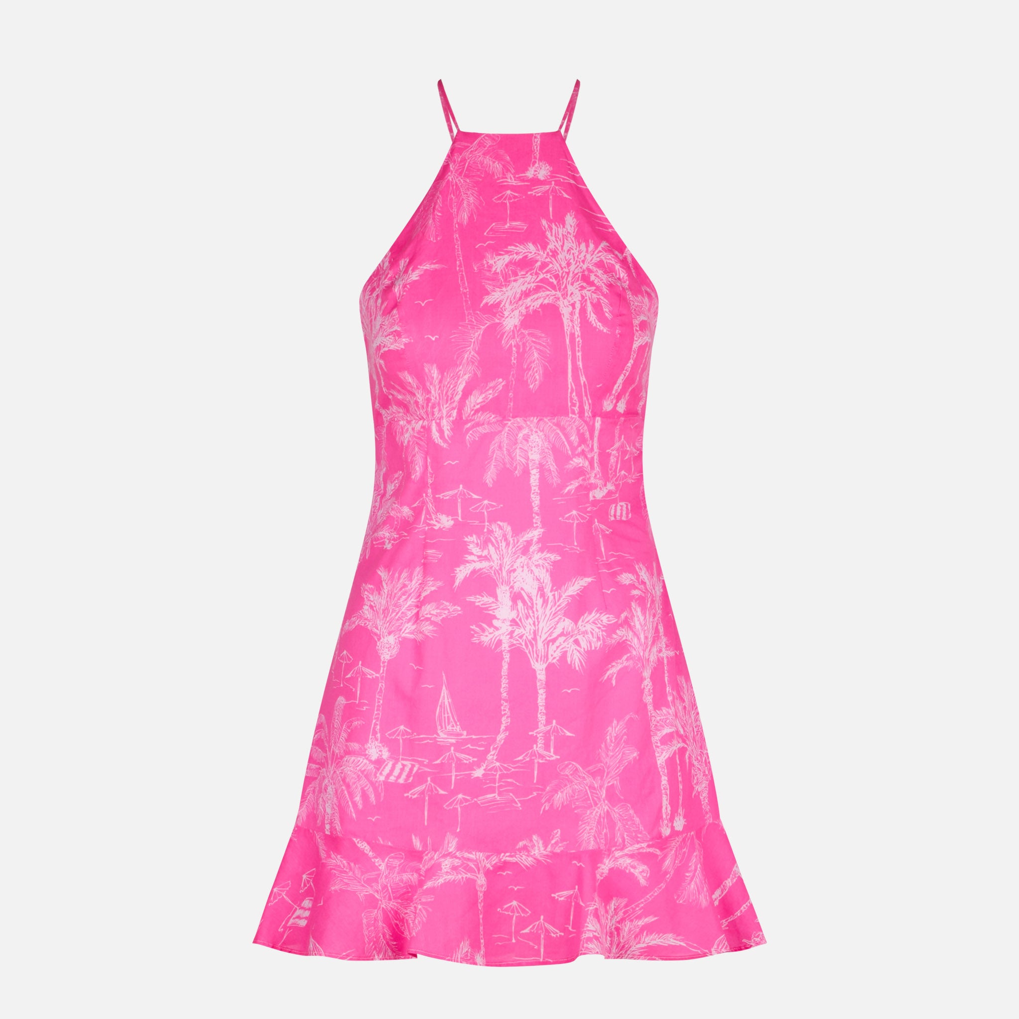 mc2-saint-barth-abito-sottoveste-raso-toile-de-jouy-rosa-fluo image 4