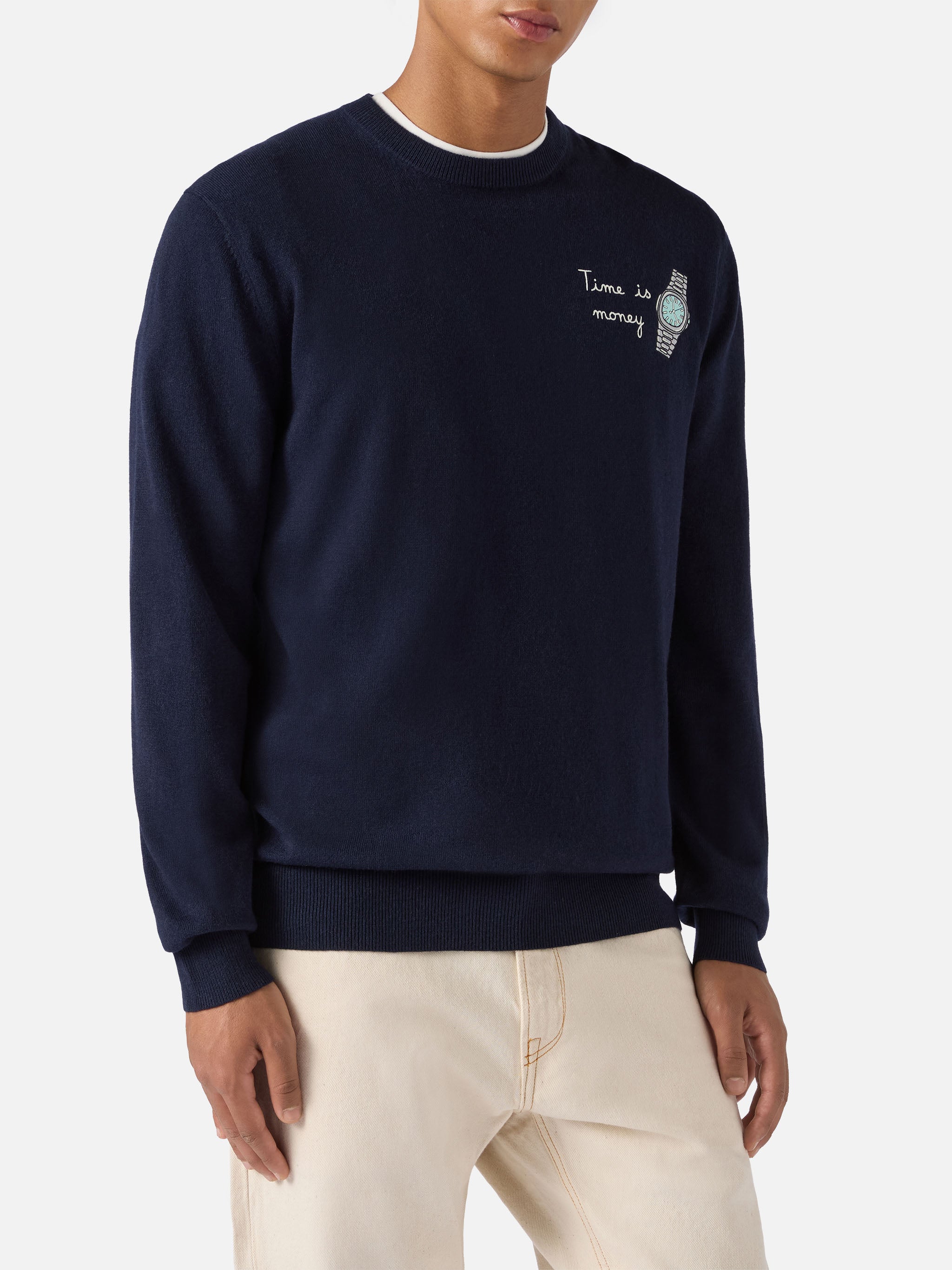 mc2-saint-barth-maglione-heron-light-uomo-girocollo-blu-time-is-money image 2