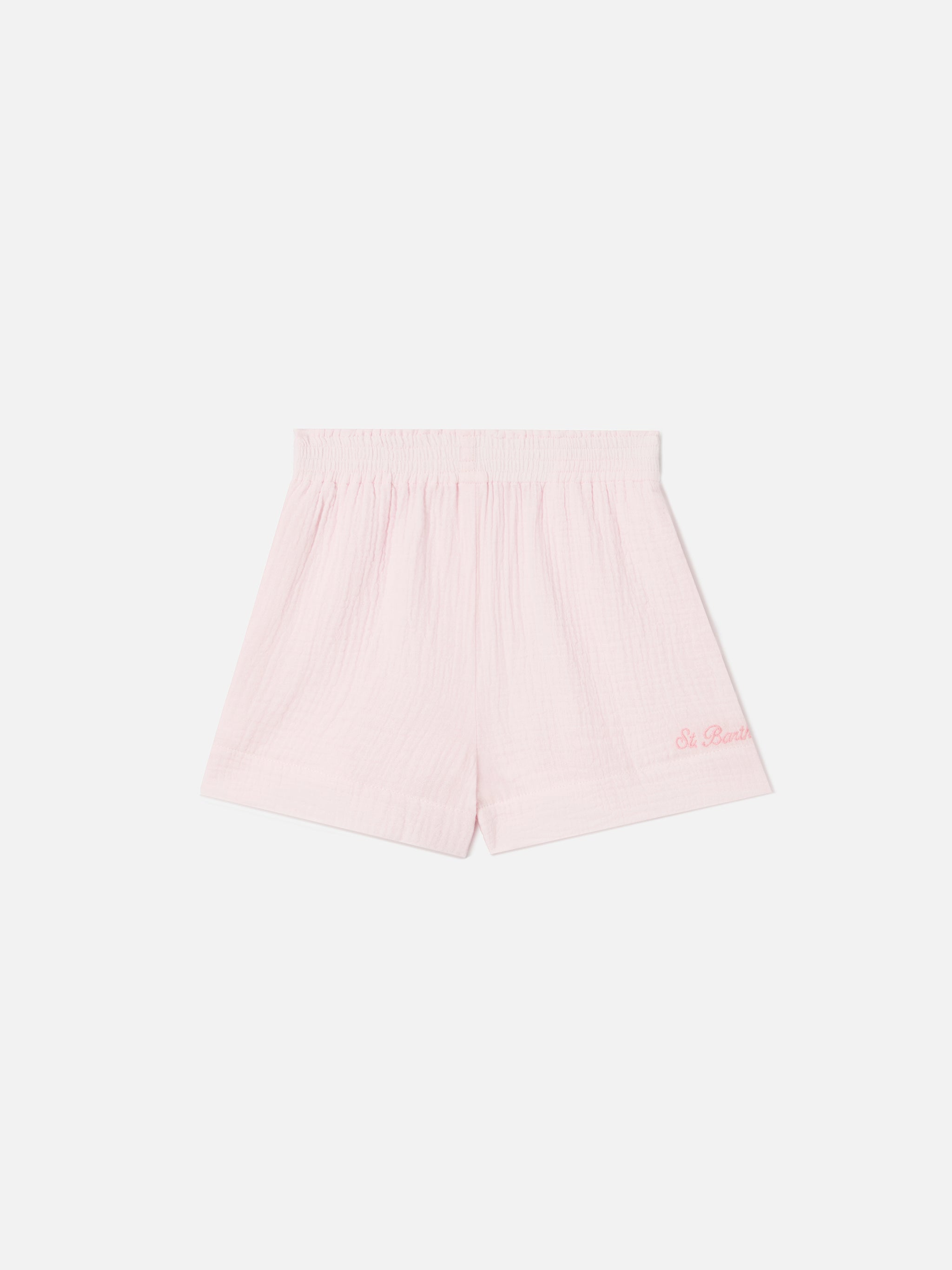 short-meave-jr-mc2-saint-barth-in-mussola-di-cotone-rosa-per-bambina image 1