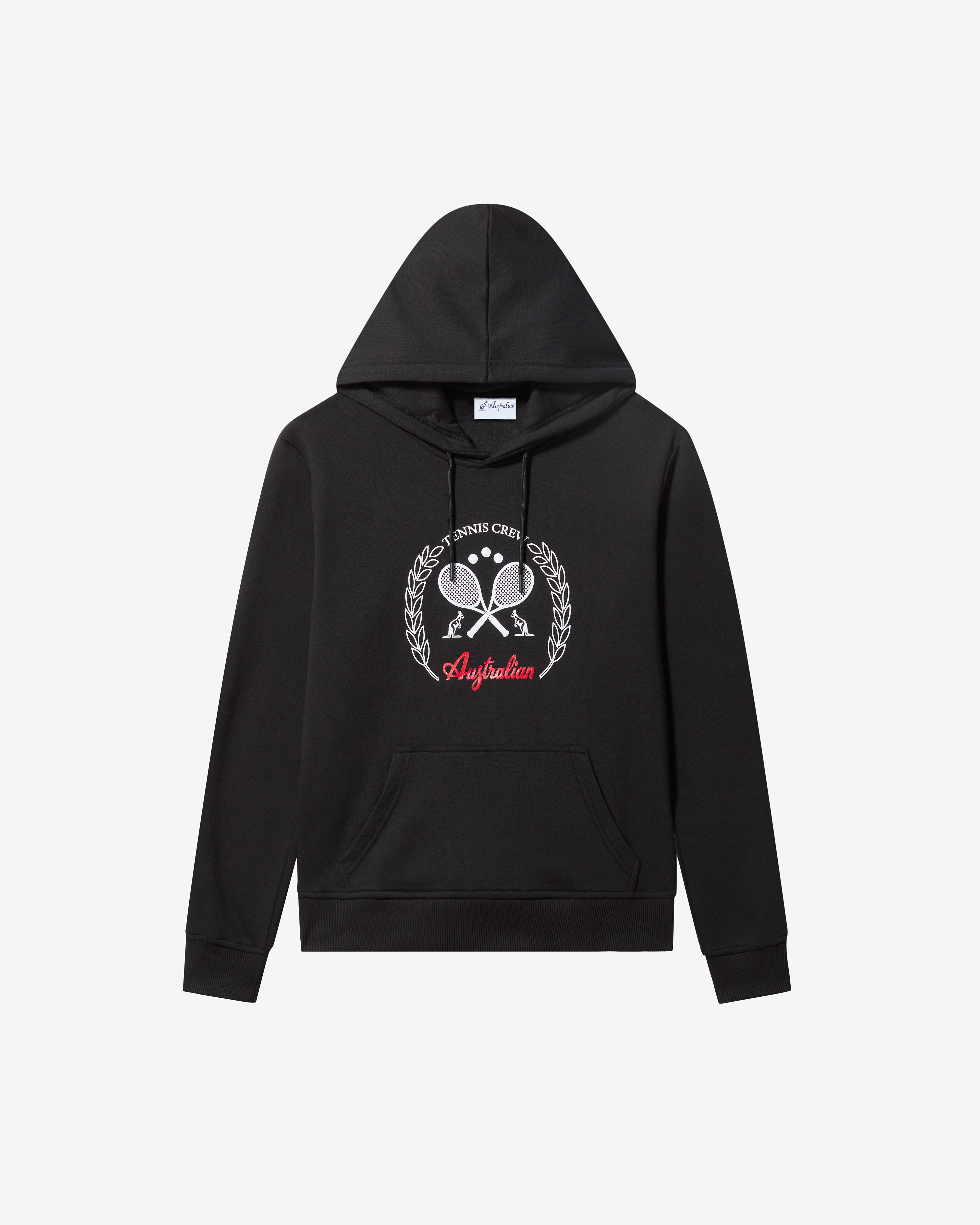 australian-tennis-crew-hoodie-felpa-con-cappuccio-nera-cotone image 6