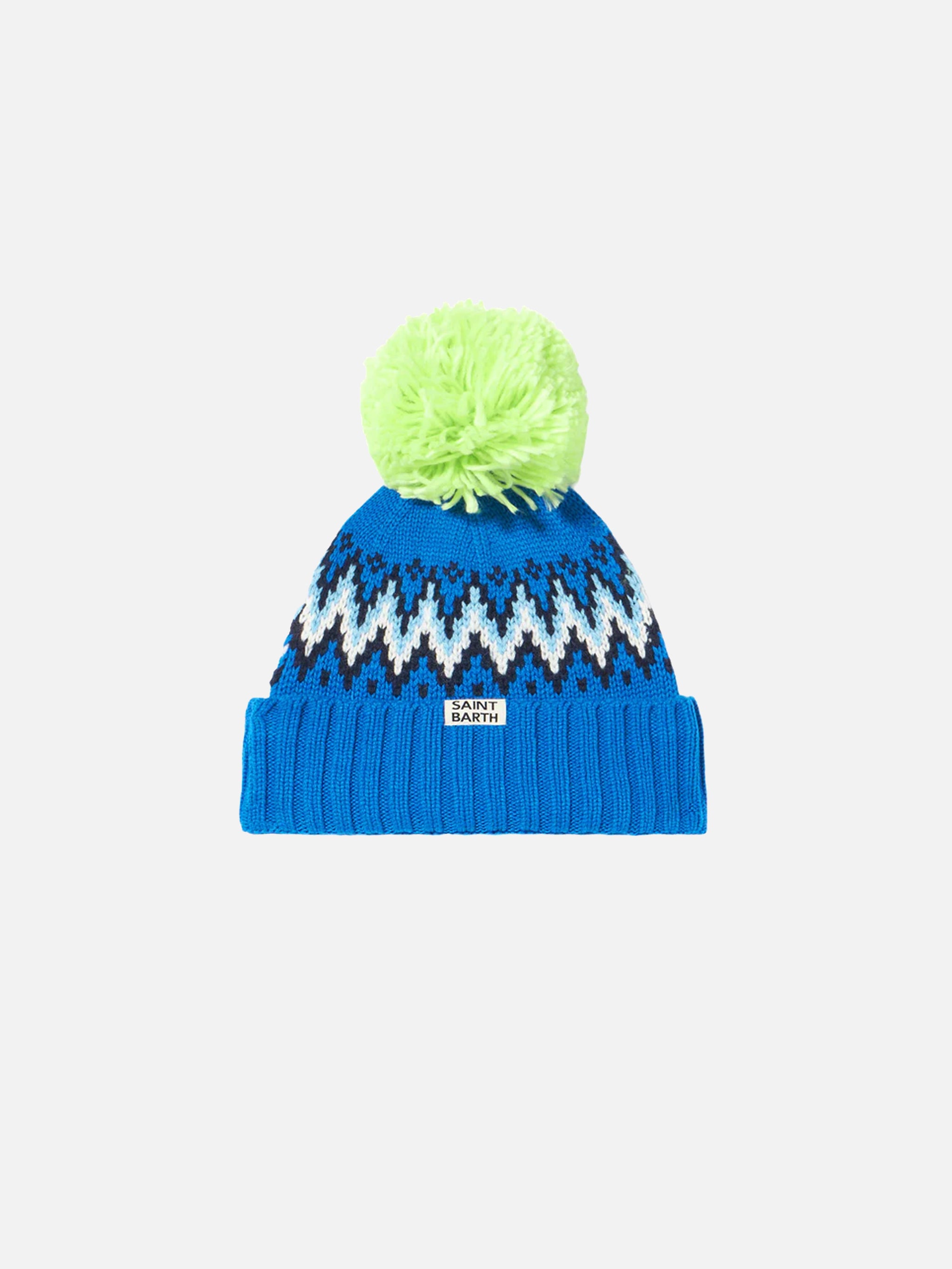 mc2-saint-barth-berretto-bambino-weng014-jacquard-islandese-blu-con-pon-pon image 3