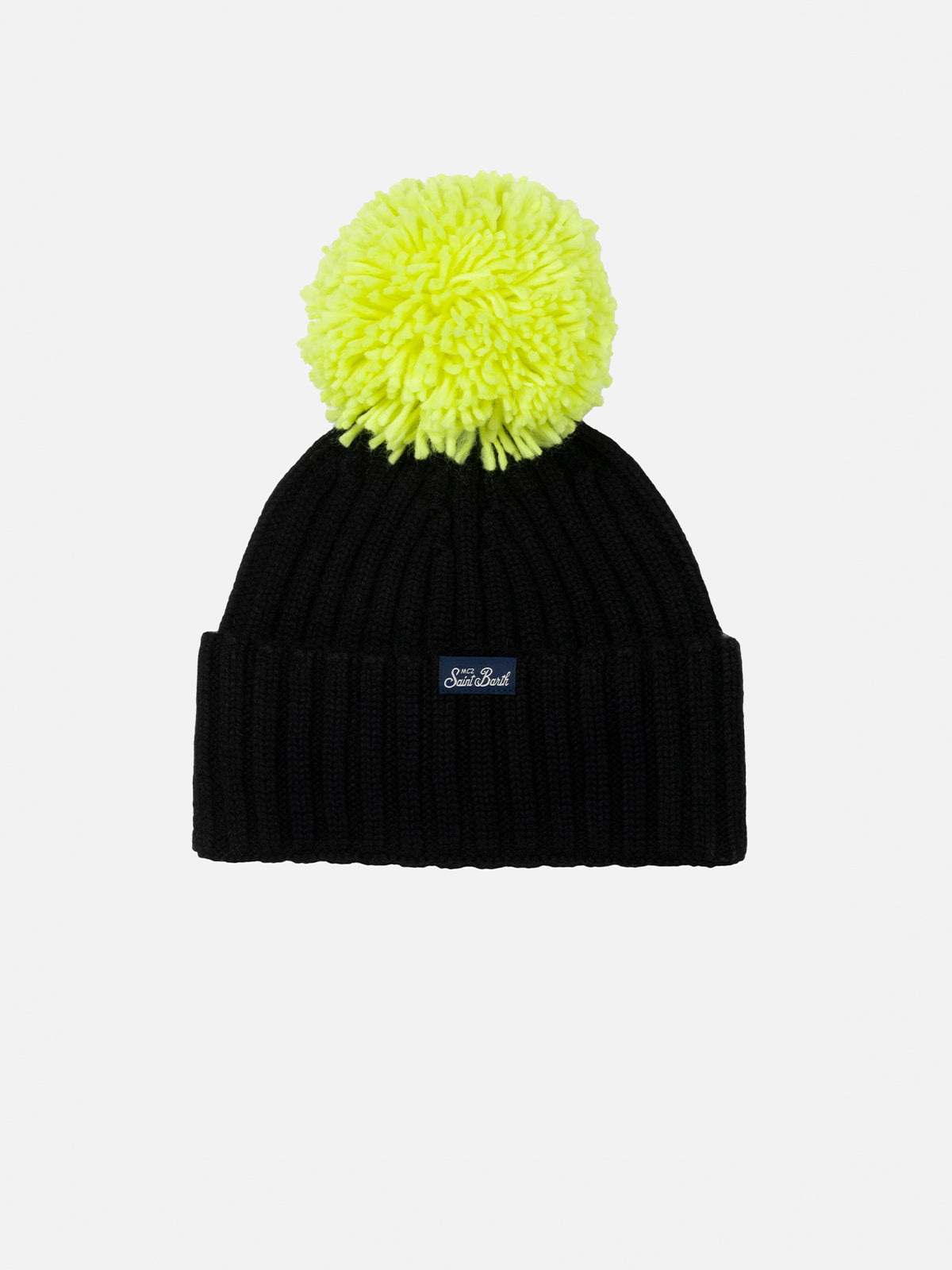 mc2-saint-barth-wengen-cappello-bambino-con-pompon-e-ricamo-off-piste-blu image 2