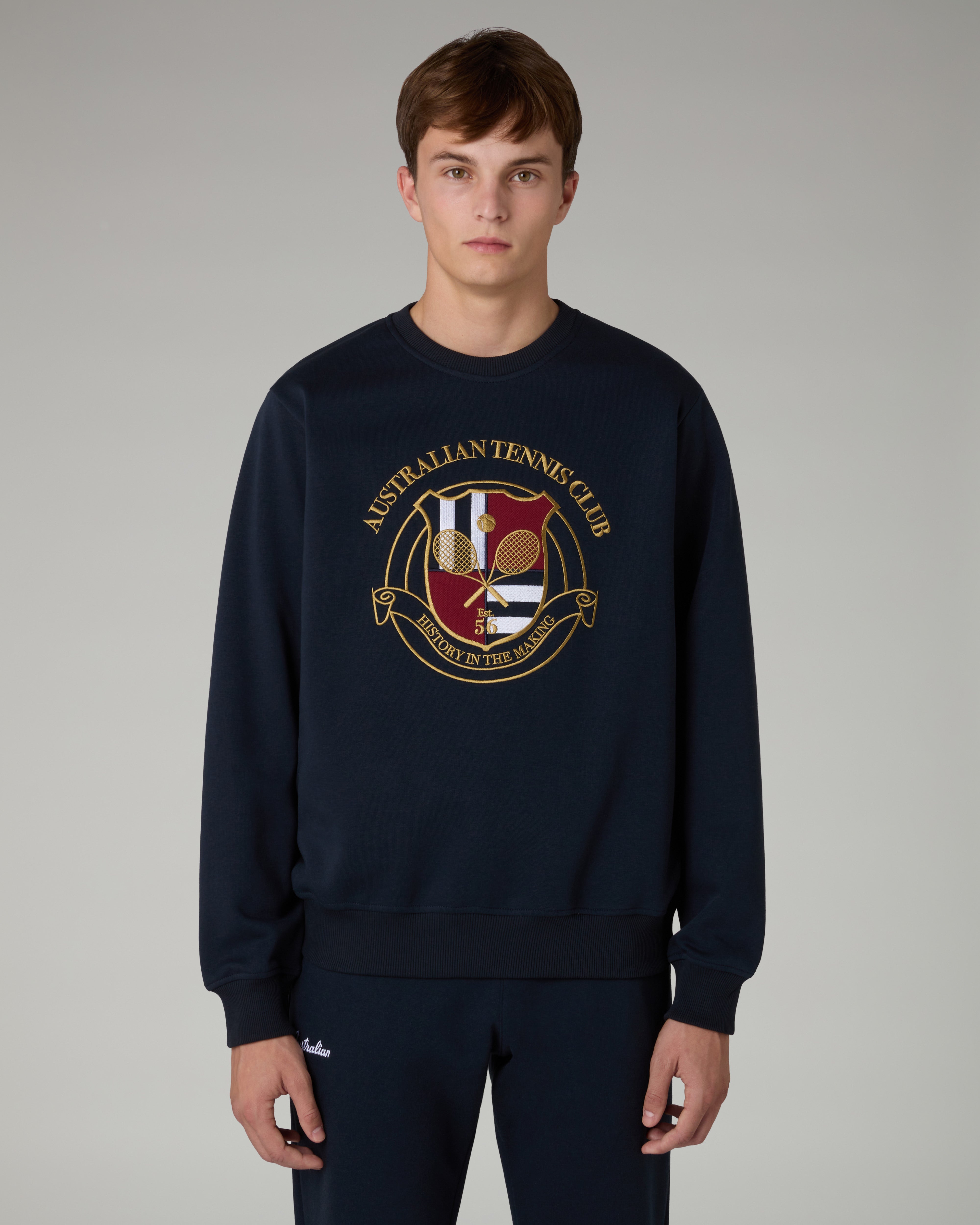australian-tennis-club-crewneck-blu-navy-felpa-girocollo-cotone image 1