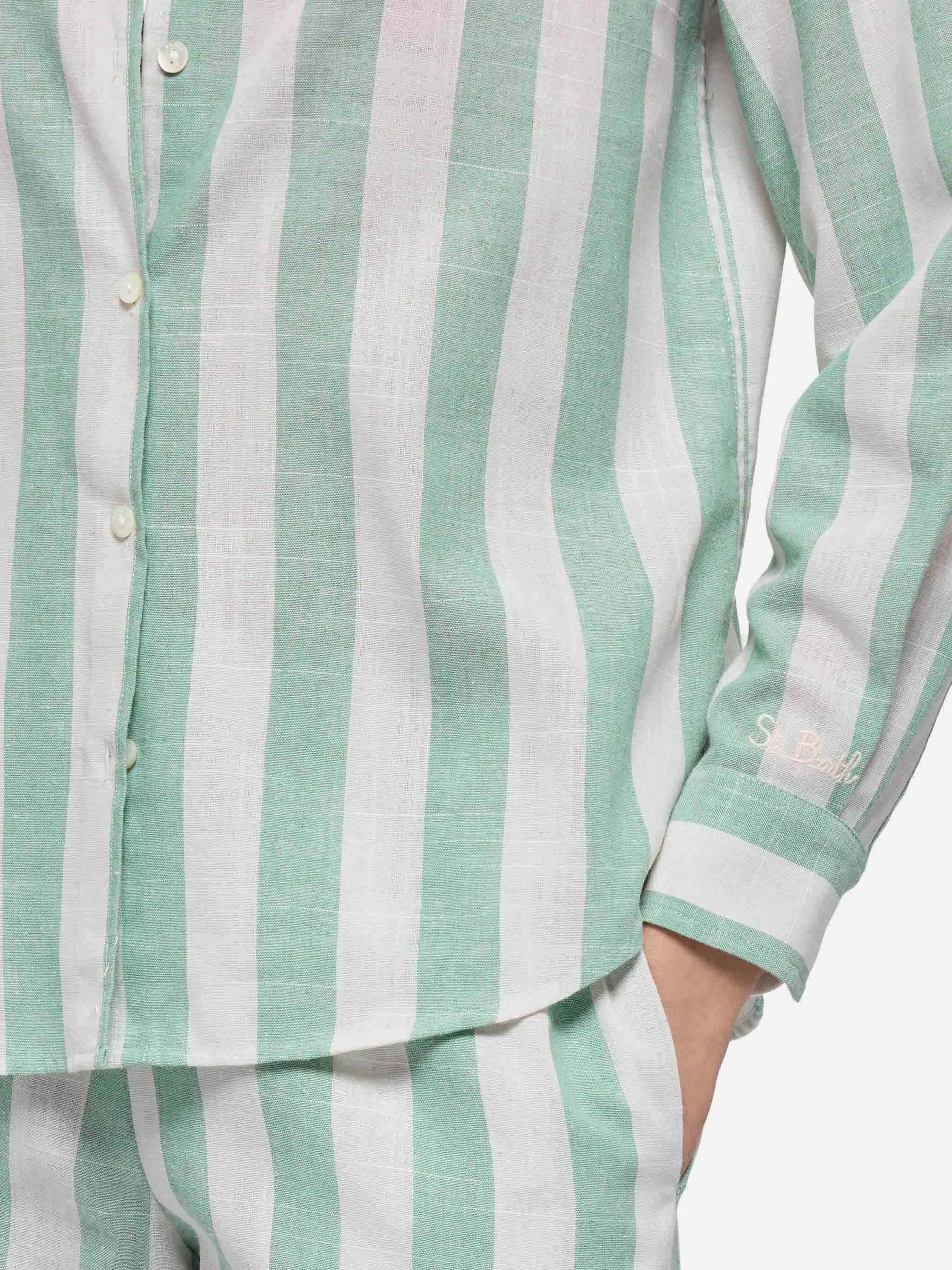 mc2-saint-barth-meredith-camicia-classica-donna-a-righe-verde-salvia image 2