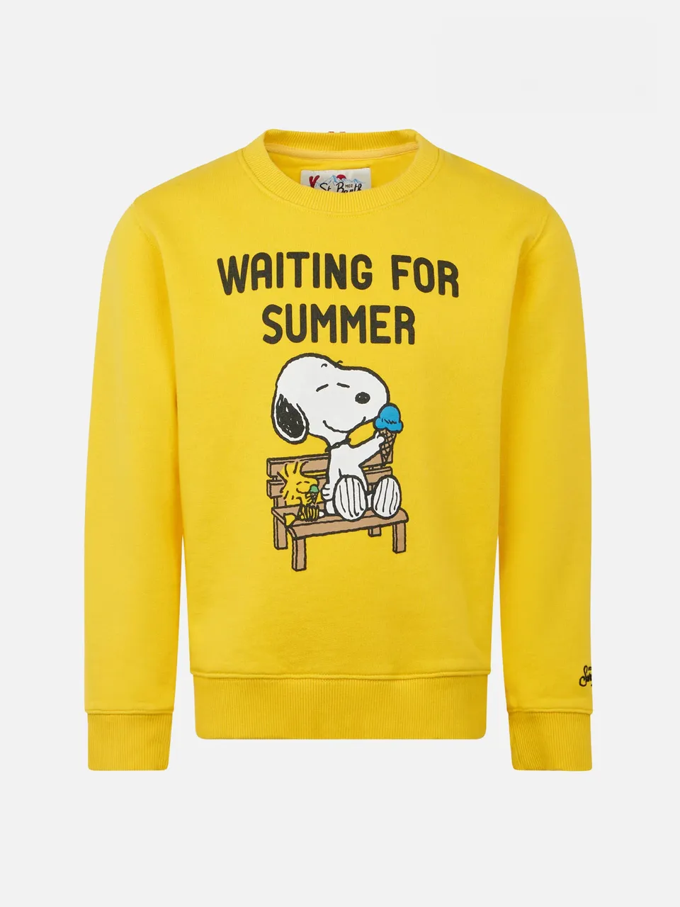 mc2-saint-barth-felpa-bambino-girocollo-gialla-snoopy-waiting-for-summer-edizion image 1