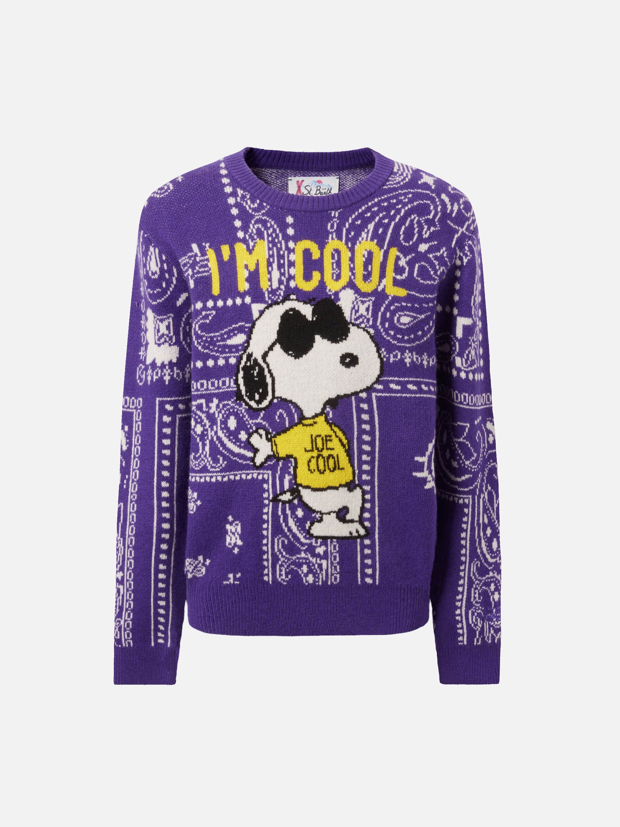 mc2-saint-barth-girocollo-bambina-snoopy-peanuts-jacquard-bandana-viola-special- image 1