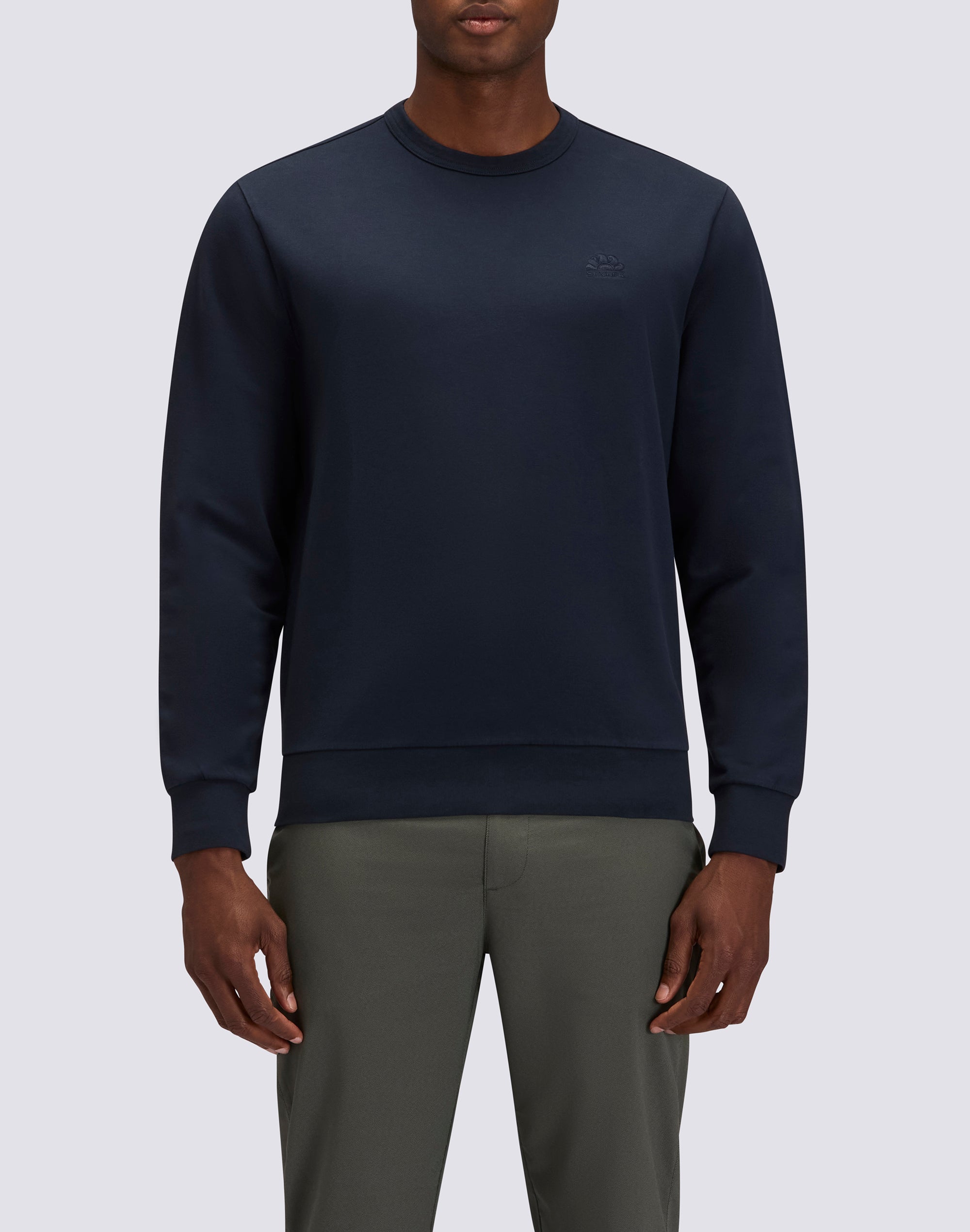 sundek-m430jhf9500-felpa-uomo-girocollo-degarzata-logo-ricamato image 1