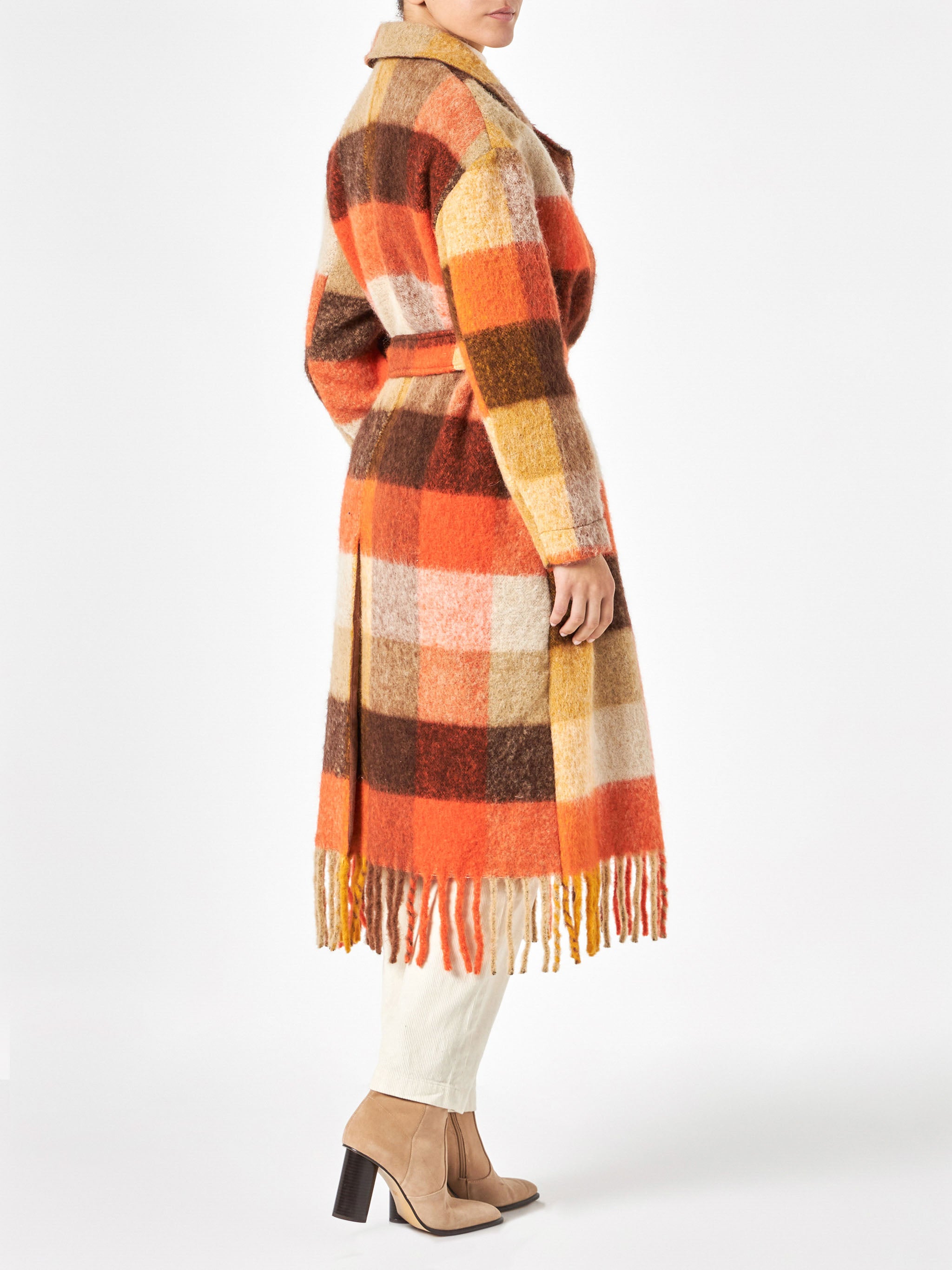 mc2-saint-barth-cappotto-lungo-charlot-donna-a-quadri-multicolor-con-frange image 2