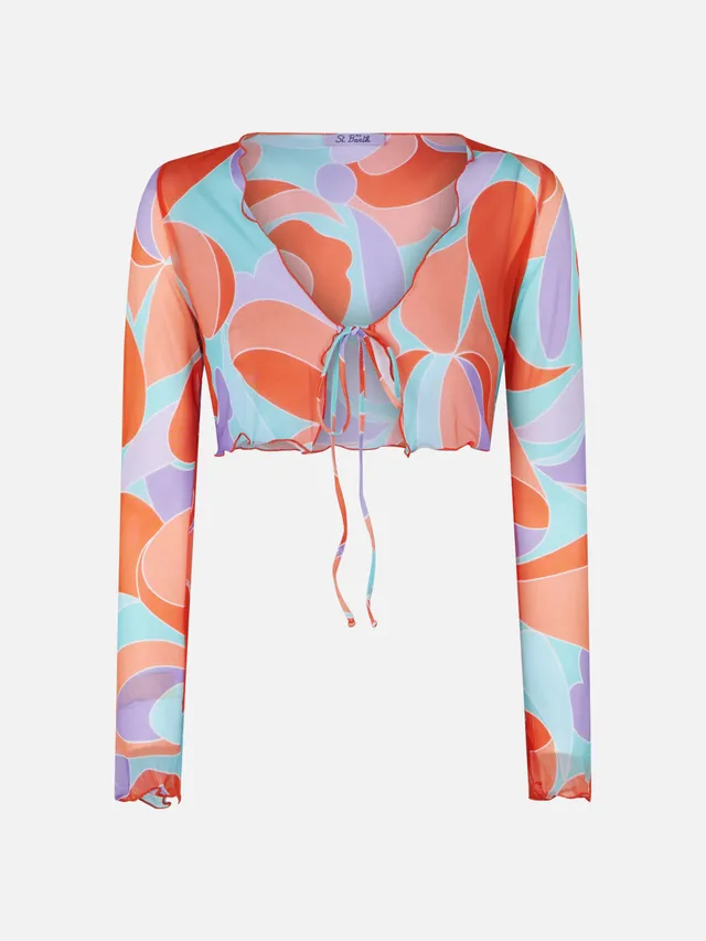 mc2-saint-barth-elinor-cardigan-crop-donna-in-tulle-con-stampa-onde image 1