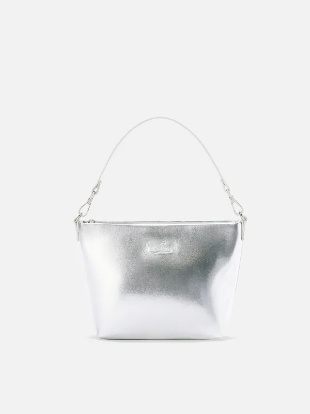 mc2-saint-barth-borsa-a-spalla-aline-bag-in-pelle-laminata-argento image 1