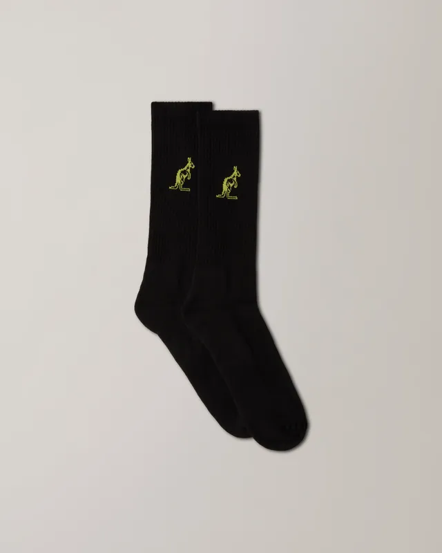 australian-essential-cotton-socks-calze-cotone-nero-giallo-vivo-tennis image 1