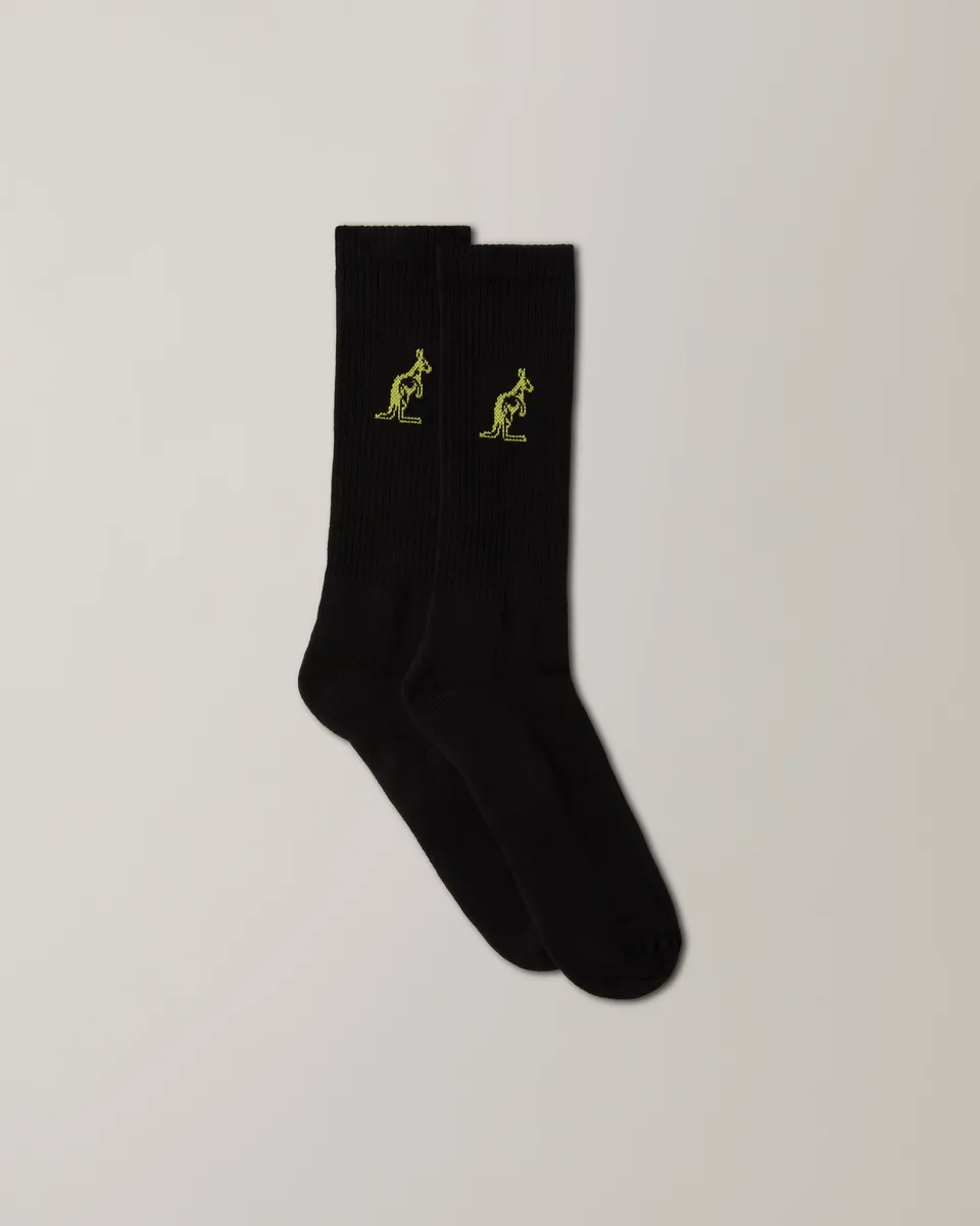 australian-essential-cotton-socks-calze-cotone-nero-giallo-vivo-tennis image 1
