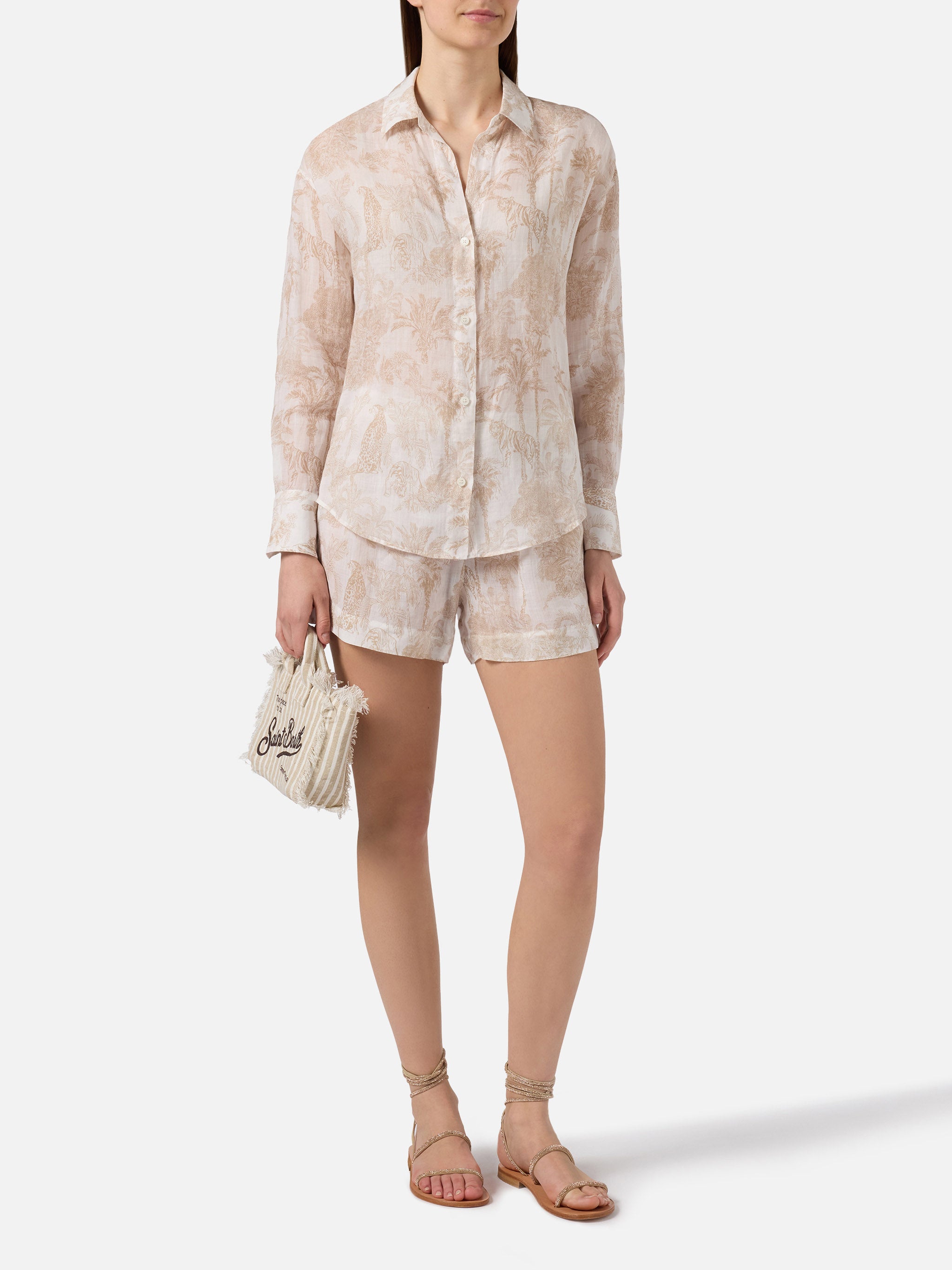 mc2-saint-barth-shorts-meave-donna-in-ramie-beige-con-stampa-toile-de-jouy image 2