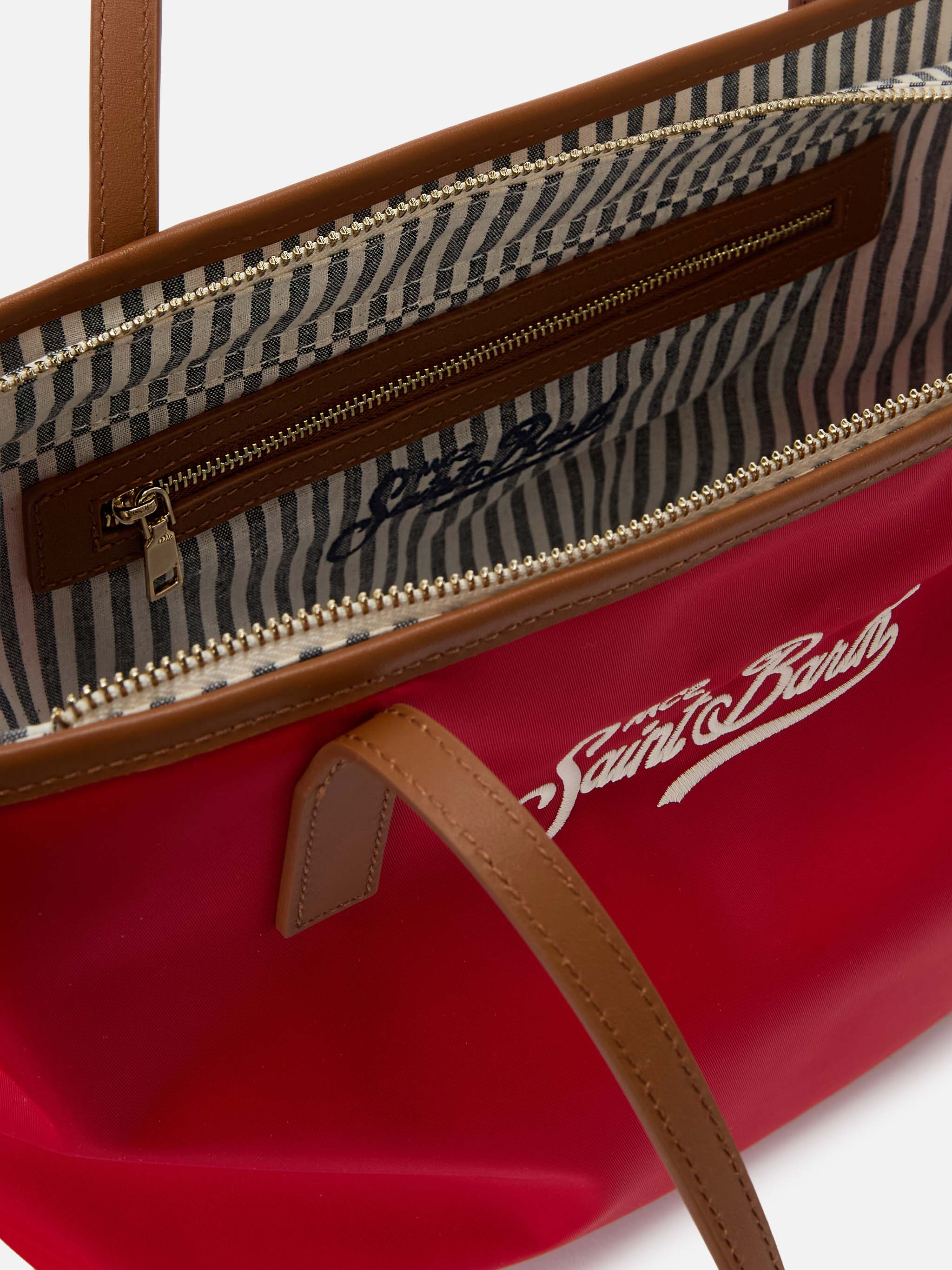 mc2-saint-barth-borsa-city-medium-in-nylon-rosso-con-logo-ricamato-doppi-manici- image 5