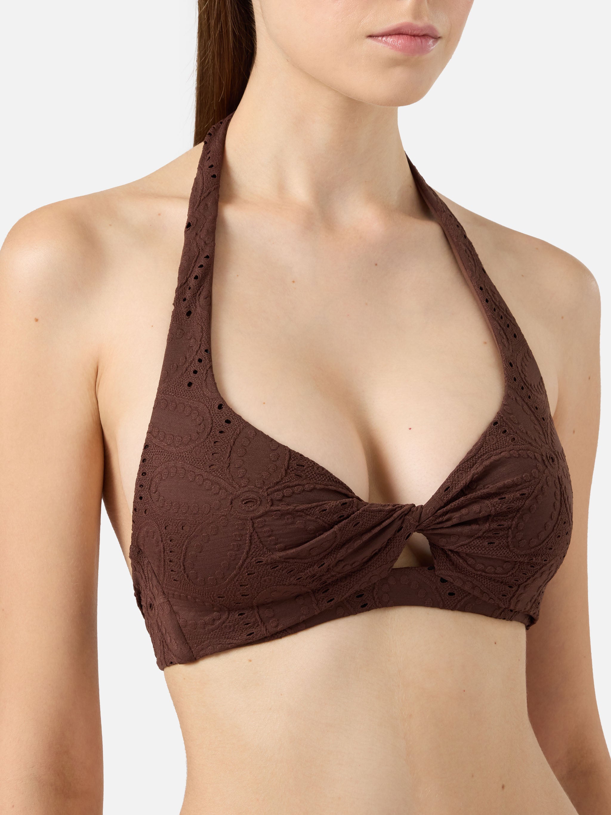 mc2-saint-barth-leda-top-bralette-triangolo-in-sangallo-marrone image 2