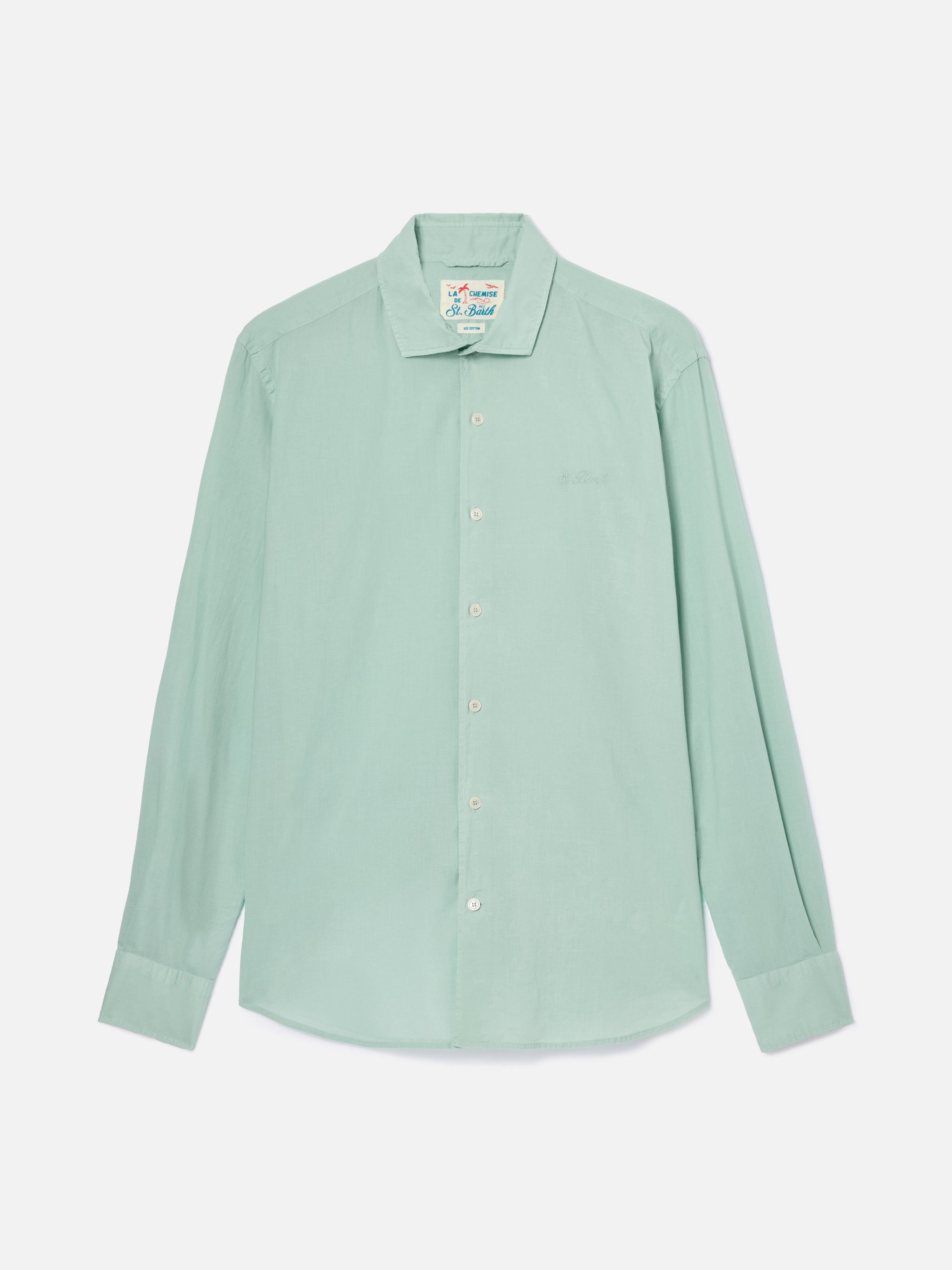 mc2-saint-barth-chemise-camicia-uomo-in-voile-cotone-verde-salvia image 4