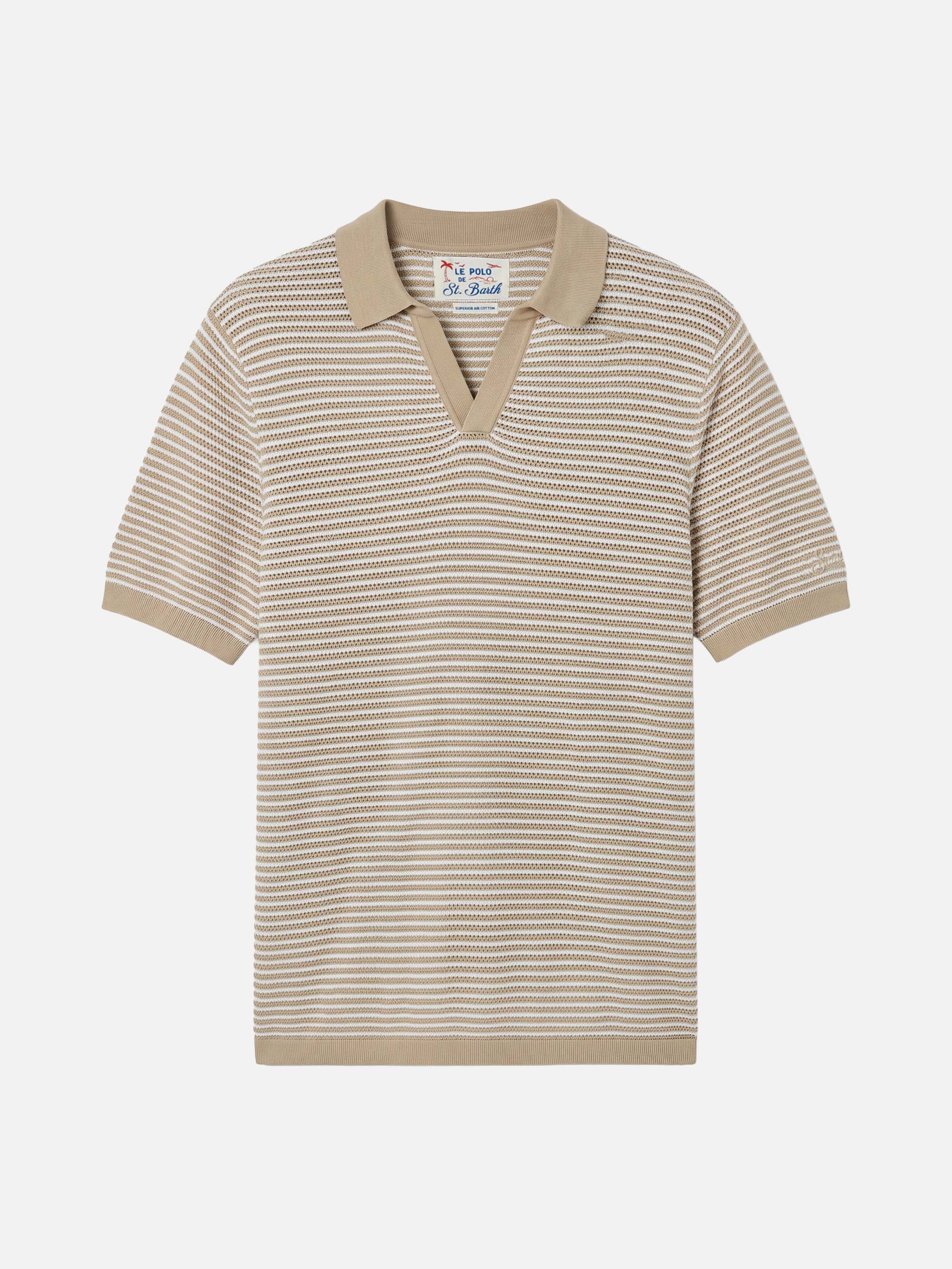mc2-saint-barth-sloan-polo-uomo-in-cotone-high-twist-a-righe-beige image 4