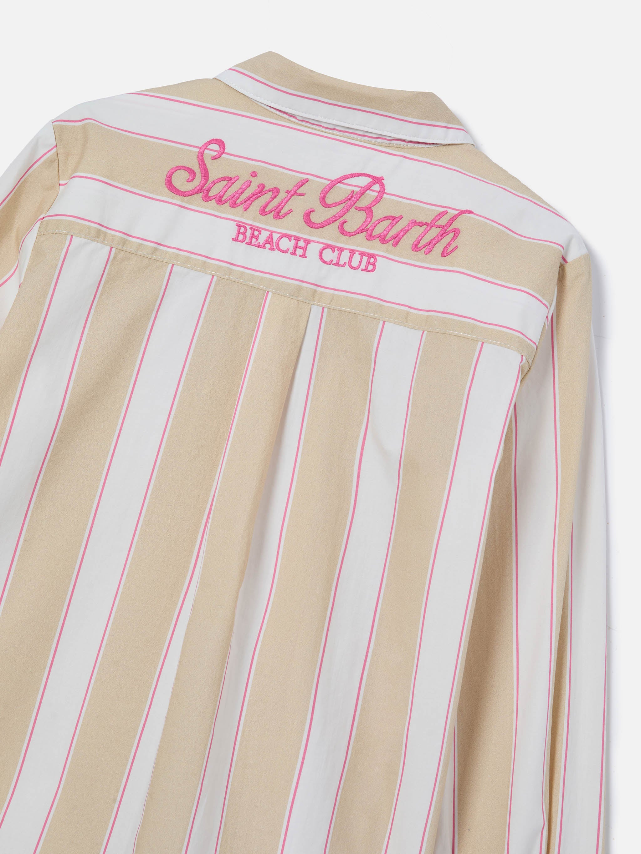 mc2-saint-barth-mini-brigitte-camicia-bambina-cotone-rigata-beige-bianco-rosa image 3