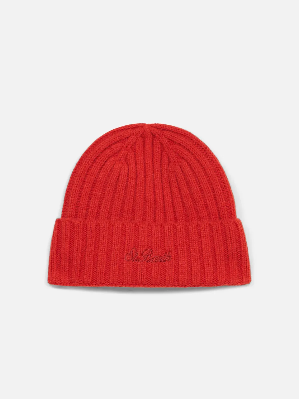 mc2-saint-barth-cappello-wengen-in-cashmere-rosso-a-coste image 1