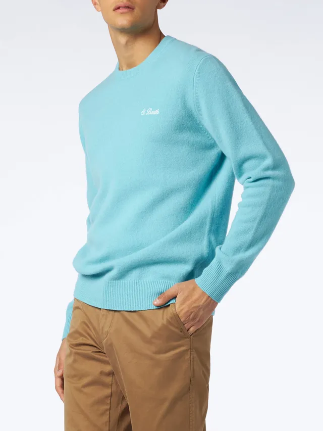 mc2-saint-barth-maglione-regent-girocollo-in-lambswool-verde-acqua-uomo image 1