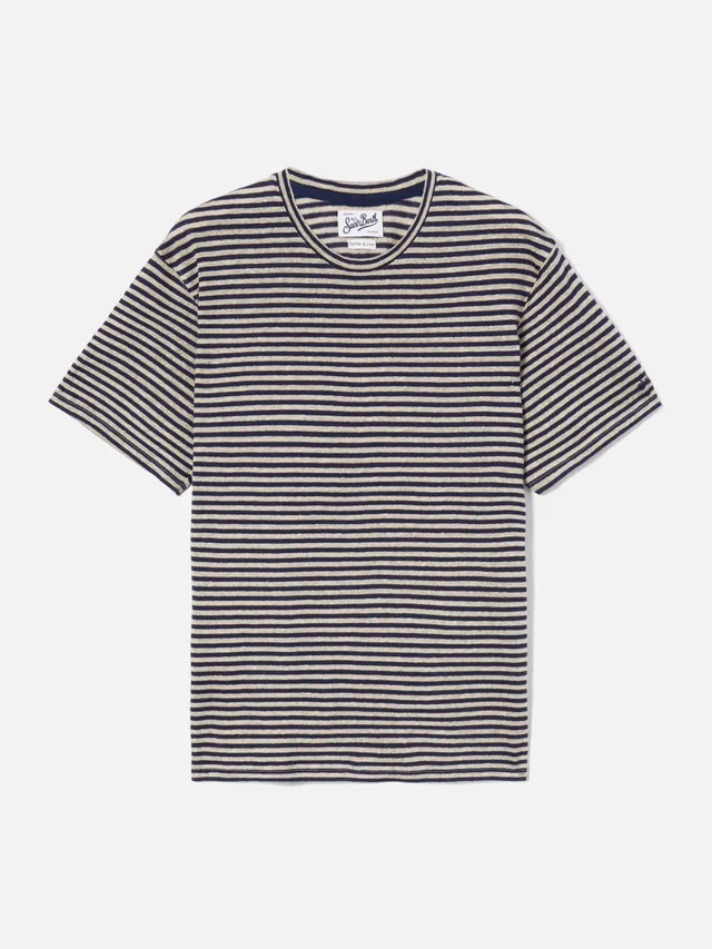 mc2-saint-barth-dover-t-shirt-in-cotone-a-righe-blu-con-ricamo-logo image 1