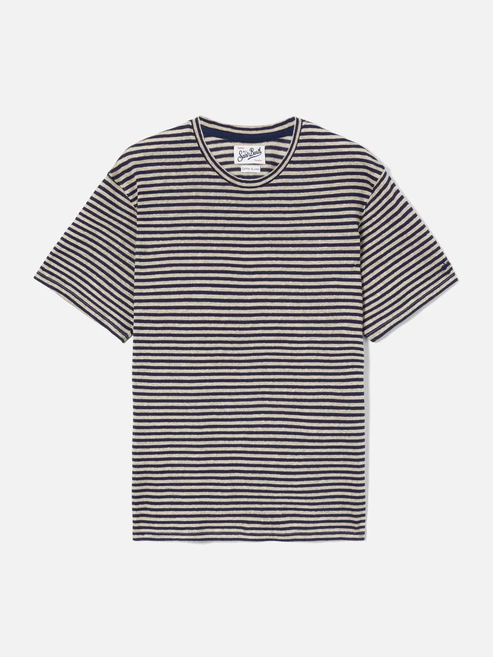 mc2-saint-barth-dover-t-shirt-in-cotone-a-righe-blu-con-ricamo-logo image 1