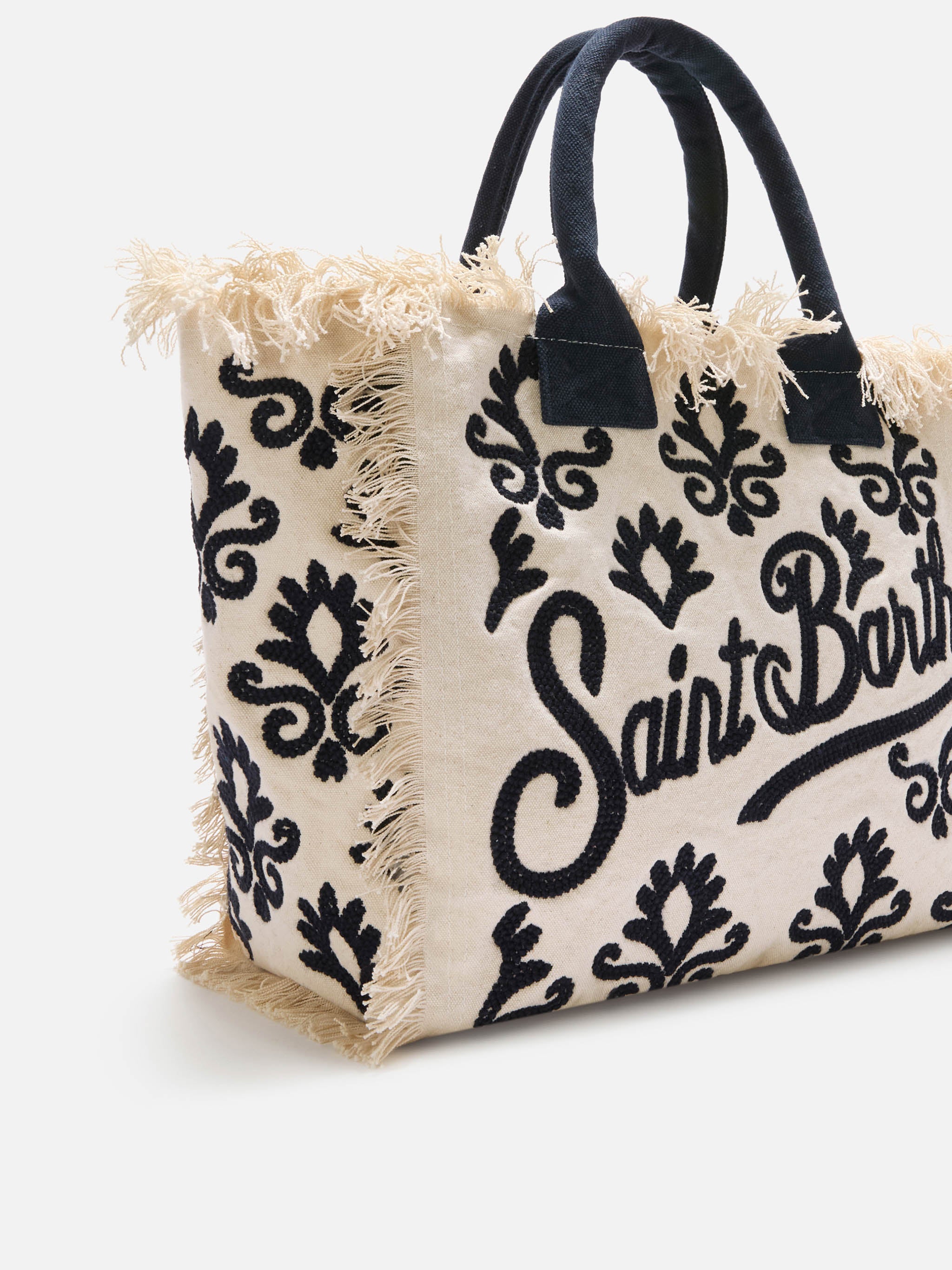 mc2-saint-barth-borsa-vanity-regular-in-canvas-con-ricamo-lily-tufting-blu image 3