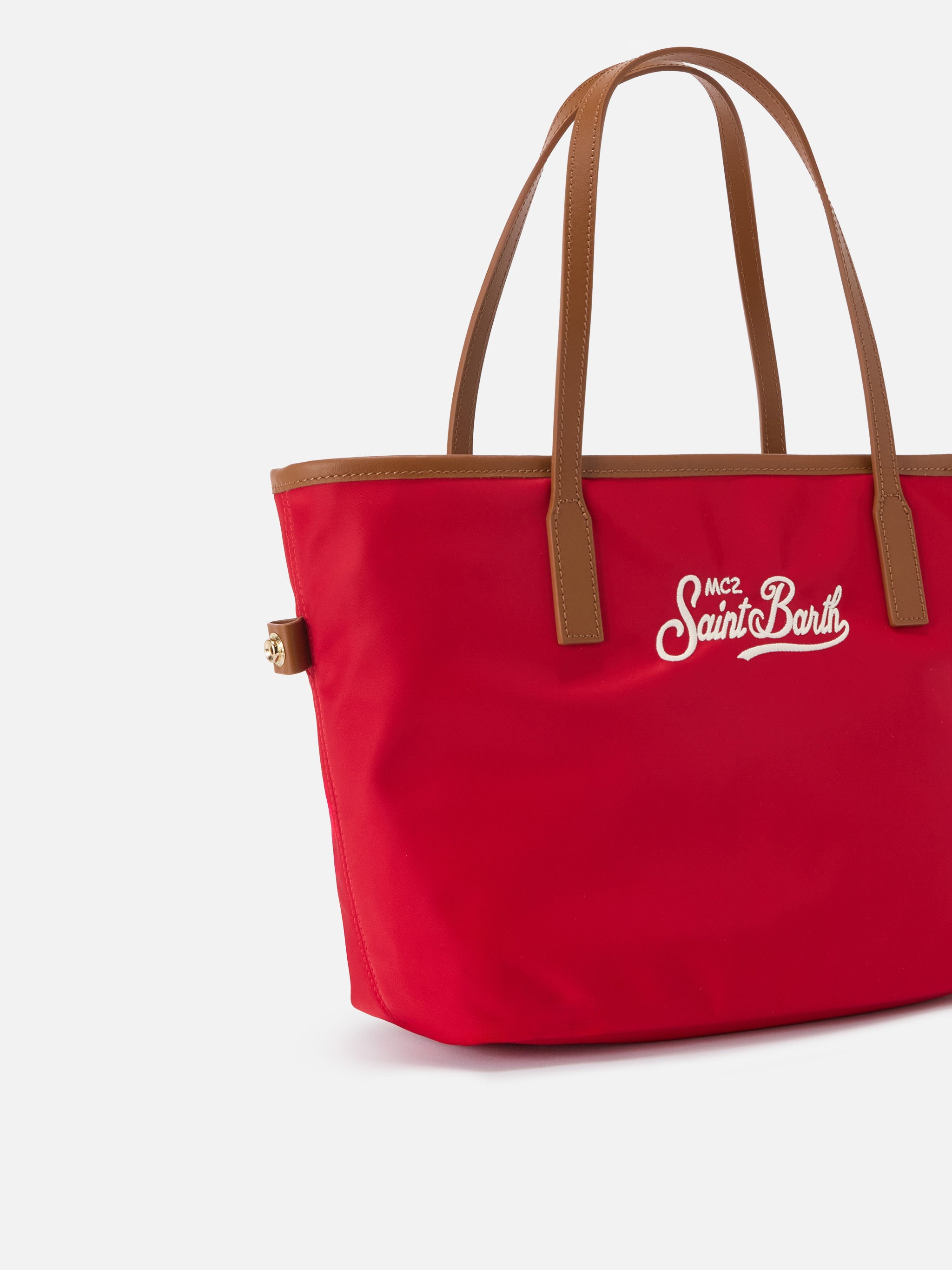 mc2-saint-barth-borsa-city-medium-in-nylon-rosso-con-logo-ricamato-doppi-manici- image 3