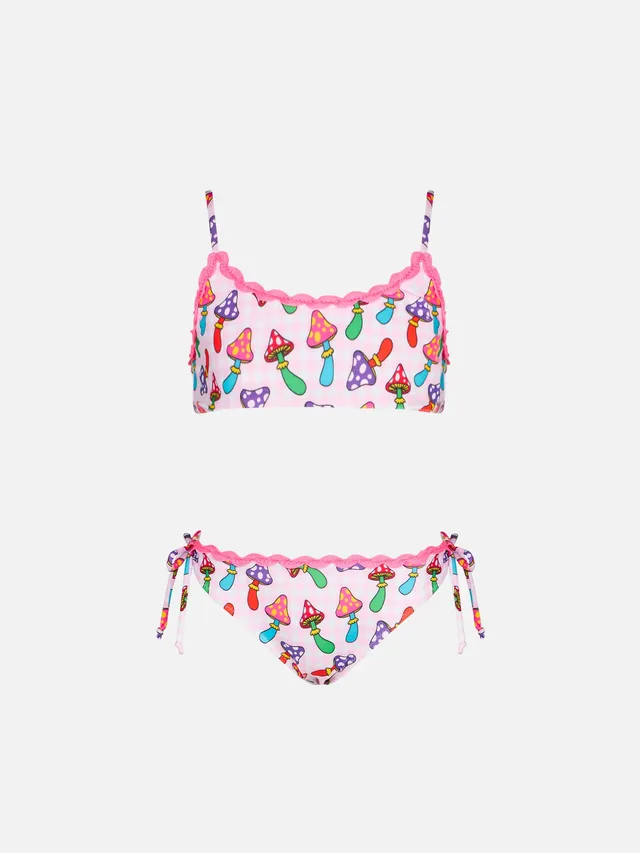 mc2-saint-barth-bikini-bambina-bralette-funghi-vichy-rosa image 1