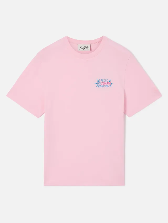 mc2-saint-barth-emilie-t-shirt-donna-in-cotone-organico-rosa-con-ricamo-spesso-h image 1