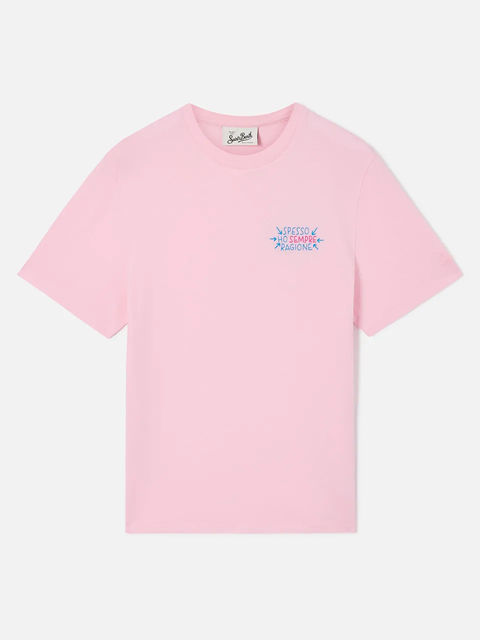 mc2-saint-barth-emilie-t-shirt-donna-in-cotone-organico-rosa-con-ricamo-spesso-h image 1