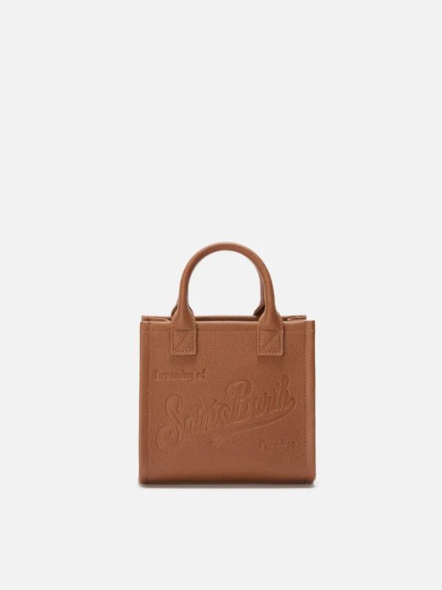 mc2-saint-barth-vanity-bag-mini-pelle-martellata-cammello image 1