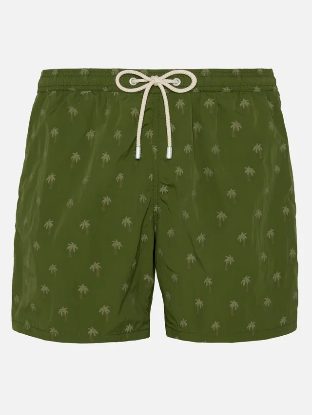 mc2-saint-barth-costume-mare-patmos-uomo-jacquard-palme-verde-militare image 1