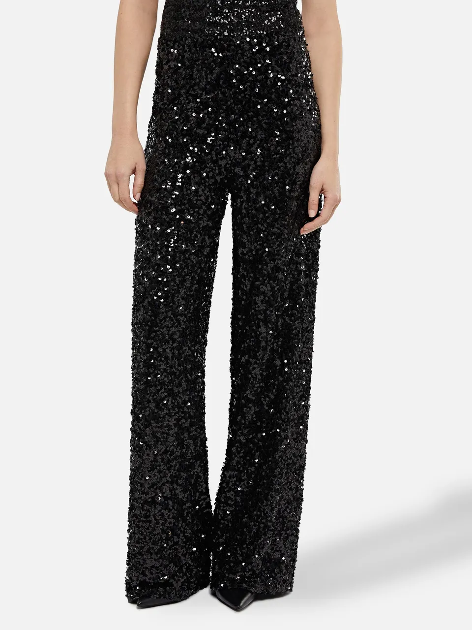 mc2-saint-barth-pantaloni-lucette-a-gamba-ampia-paillettes-nere-lcu001 image 1