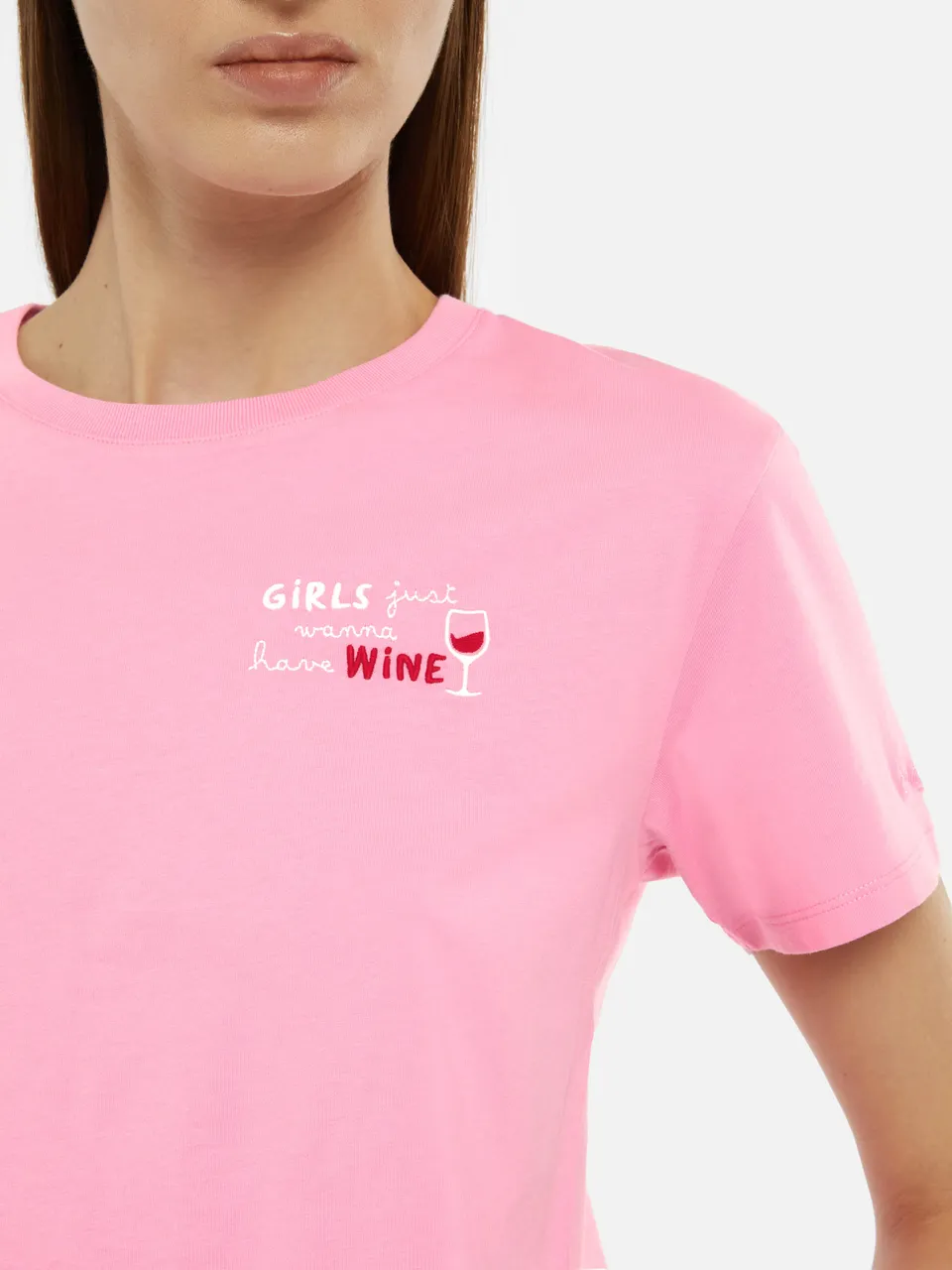 mc2-saint-barth-emilie-t-shirt-donna-cotone-rosa-girls-just-wanna-have-wine image 1