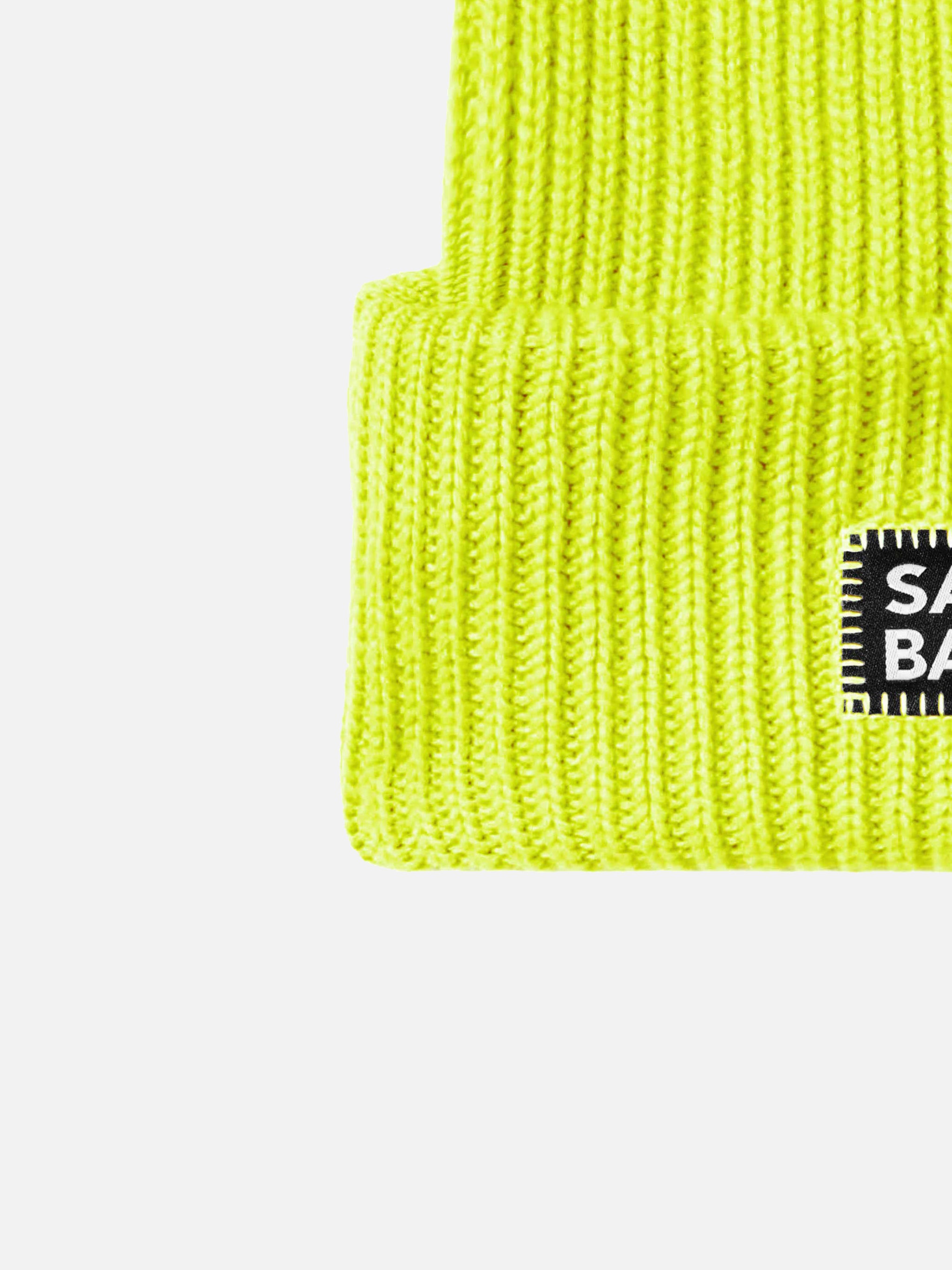 mc2-saint-barth-berretto-da-uomo-in-maglia-giallo-fluo-con-logo-frontale image 2