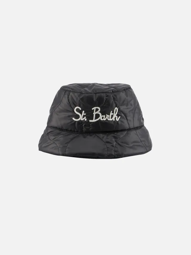 mc2-saint-barth-bucket-hat-jude-nero-tinta-unita-in-tessuto-tecnico-trapuntato image 1