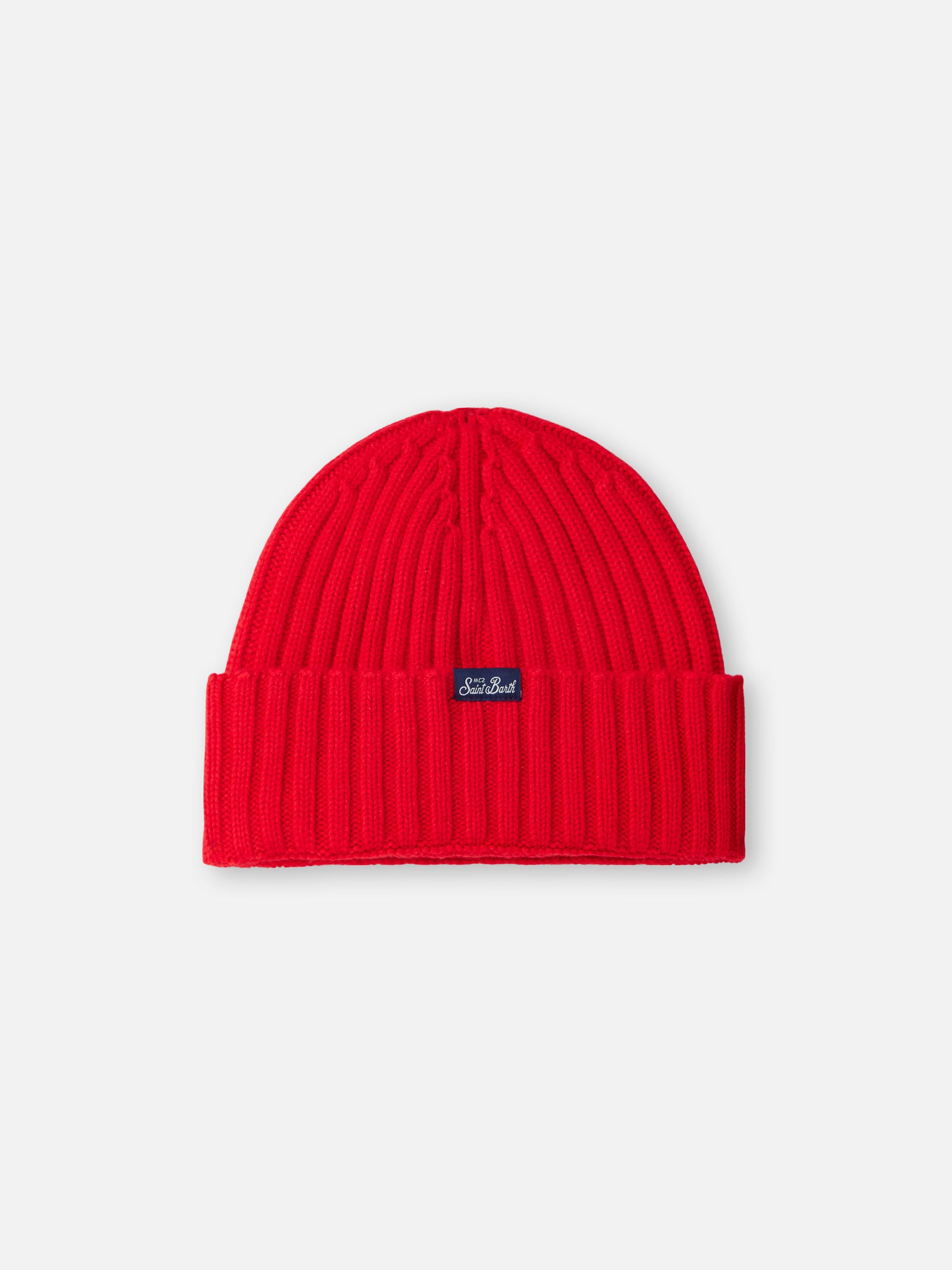 mc2-saint-barth-wengen-cappello-rosso-a-costine-misto-cashmere-ricamo-cortina image 3
