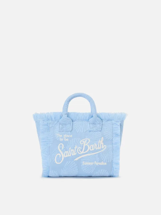 mc2-saint-barth-borsa-vanity-mini-spugna-azzurra-conchiglie-rilievo image 1
