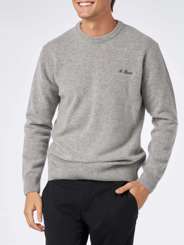 mc2-saint-barth-heron-maglia-uomo-lana-grigio-melange-st-barth image 1