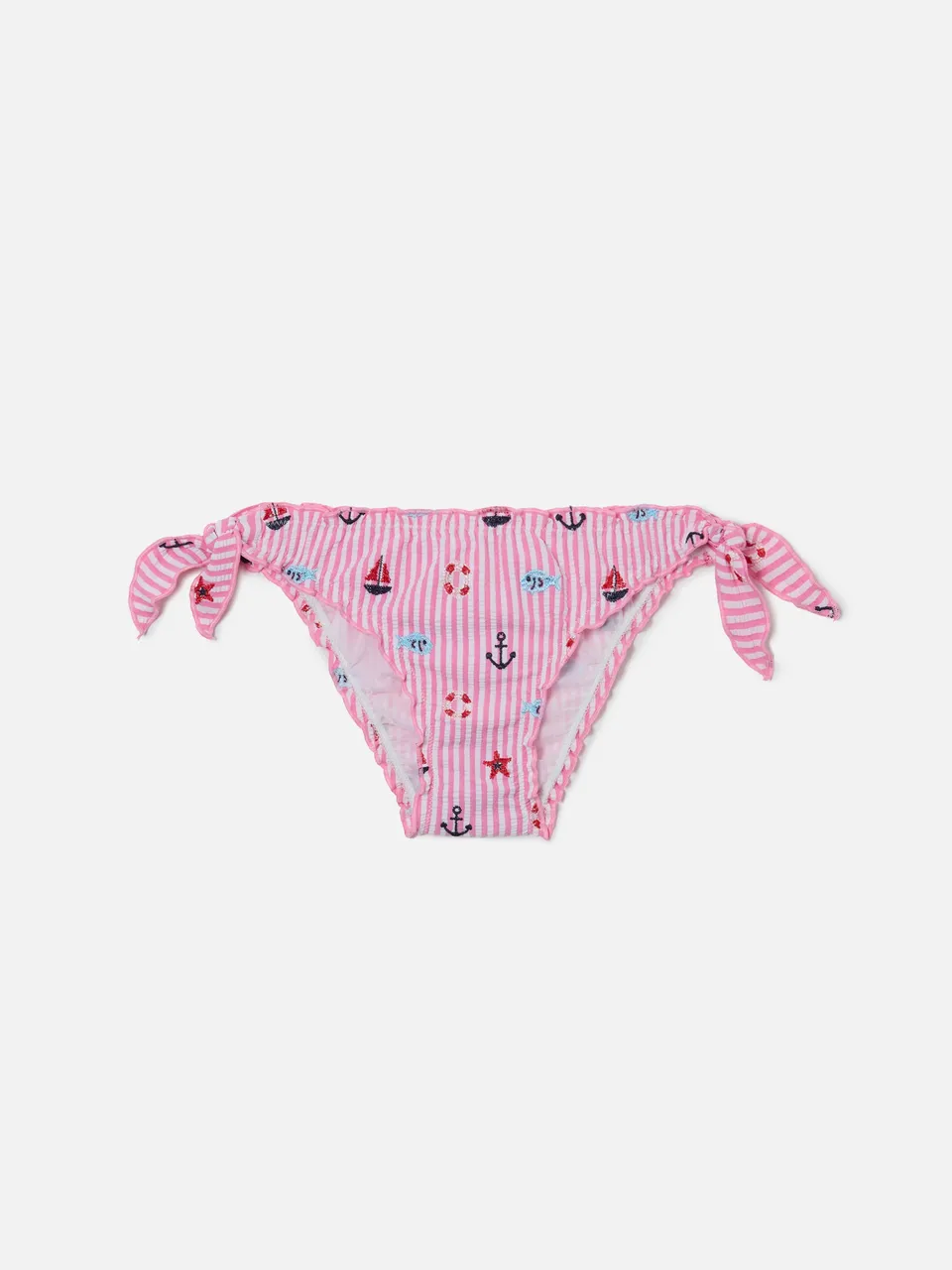 mc2-saint-barth-cric-slip-mare-bambina-seersucker-rosa-a-righe-con-ricami image 1