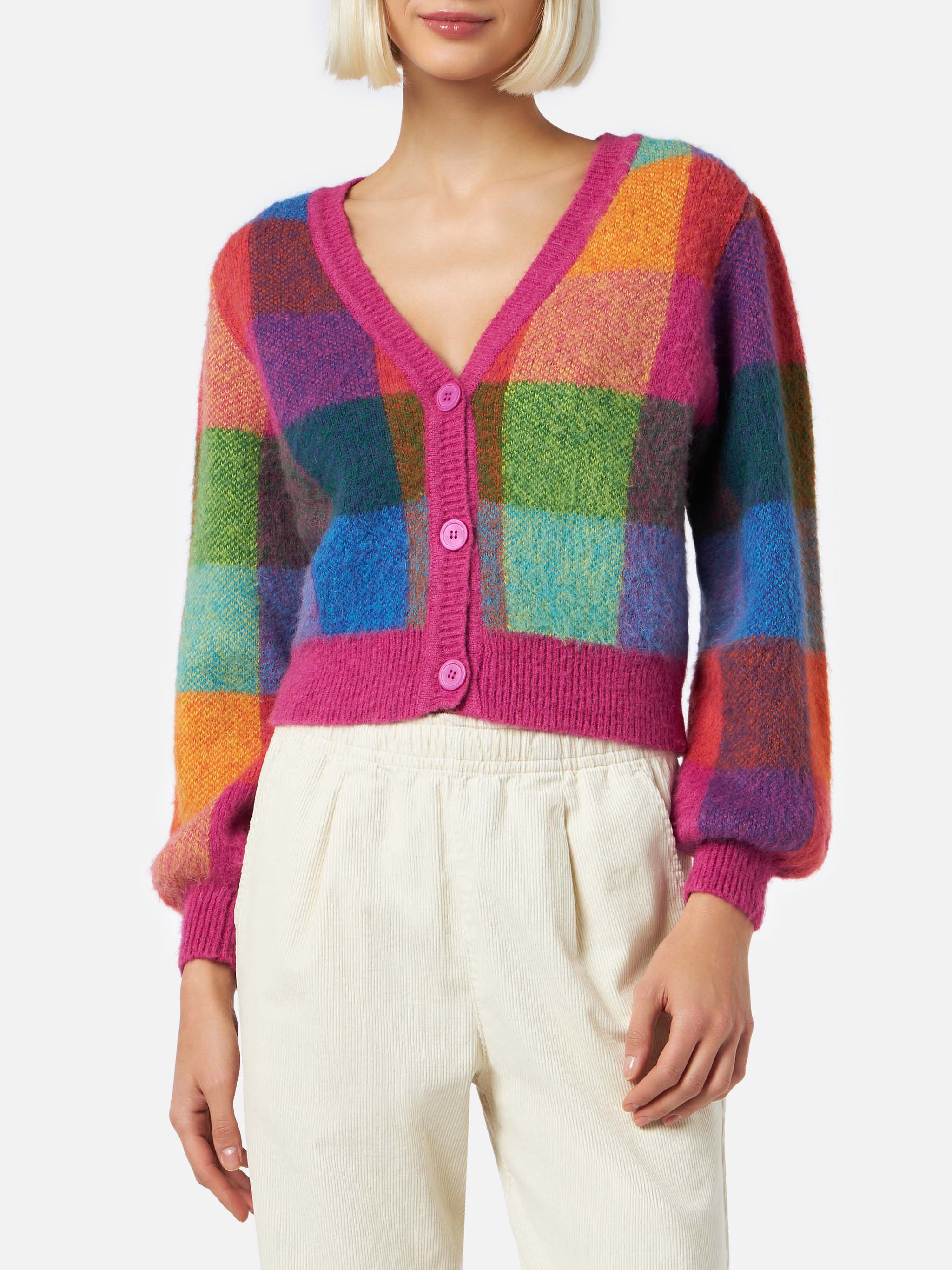 mc2-saint-barth-cardigan-lyza-soft-cropped-check-multicolor image 1