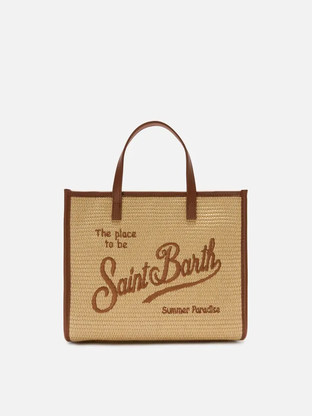 mc2-saint-barth-vivian-medium-borsa-effetto-paglia-con-logo-ricamato-marrone image 1