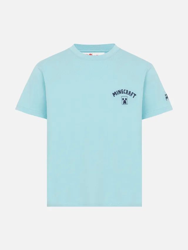 t-shirt-mc2-saint-barth-bambino-in-cotone-verde-acqua-stampa-minecraft-in-st-bar image 1