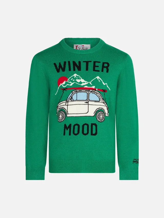 mc2-saint-barth-douher-maglione-boy-girocollo-verde-stampa-winter-mood image 1