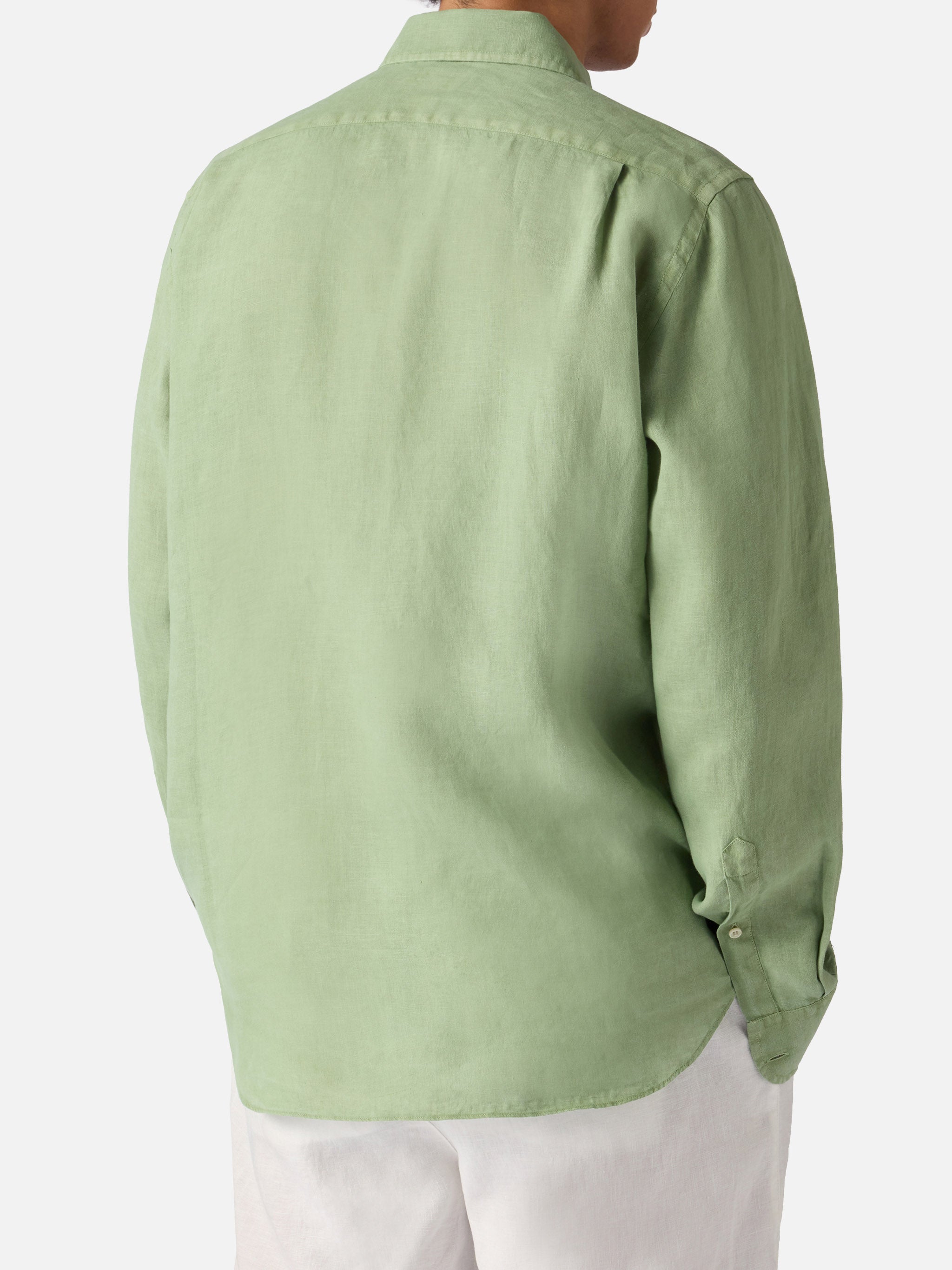 mc2-saint-barth-camicia-uomo-raphael-verde-salvia-in-puro-lino image 3