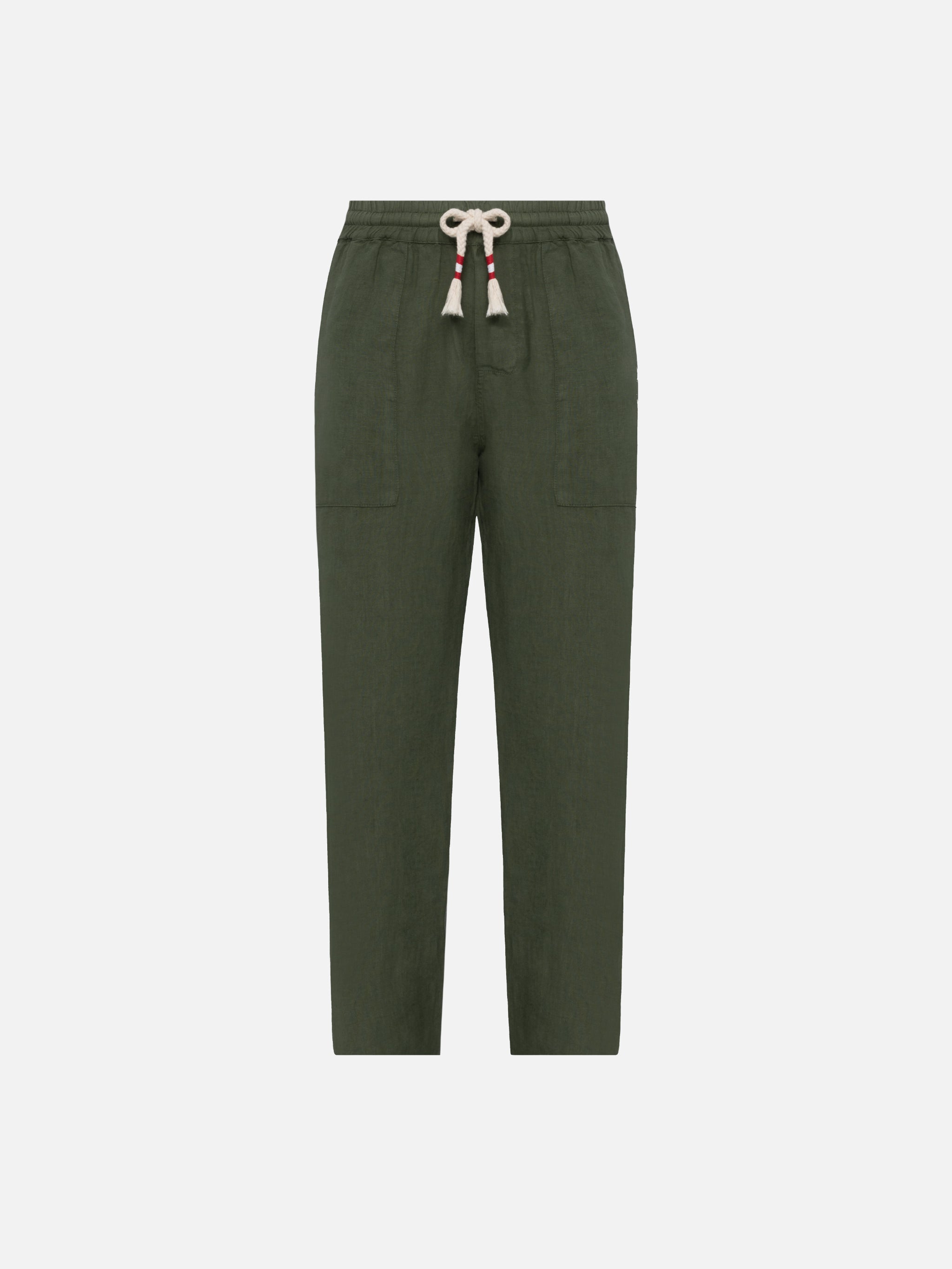 mc2-saint-barth-calais-pantaloni-uomo-lino-verde-militare image 4