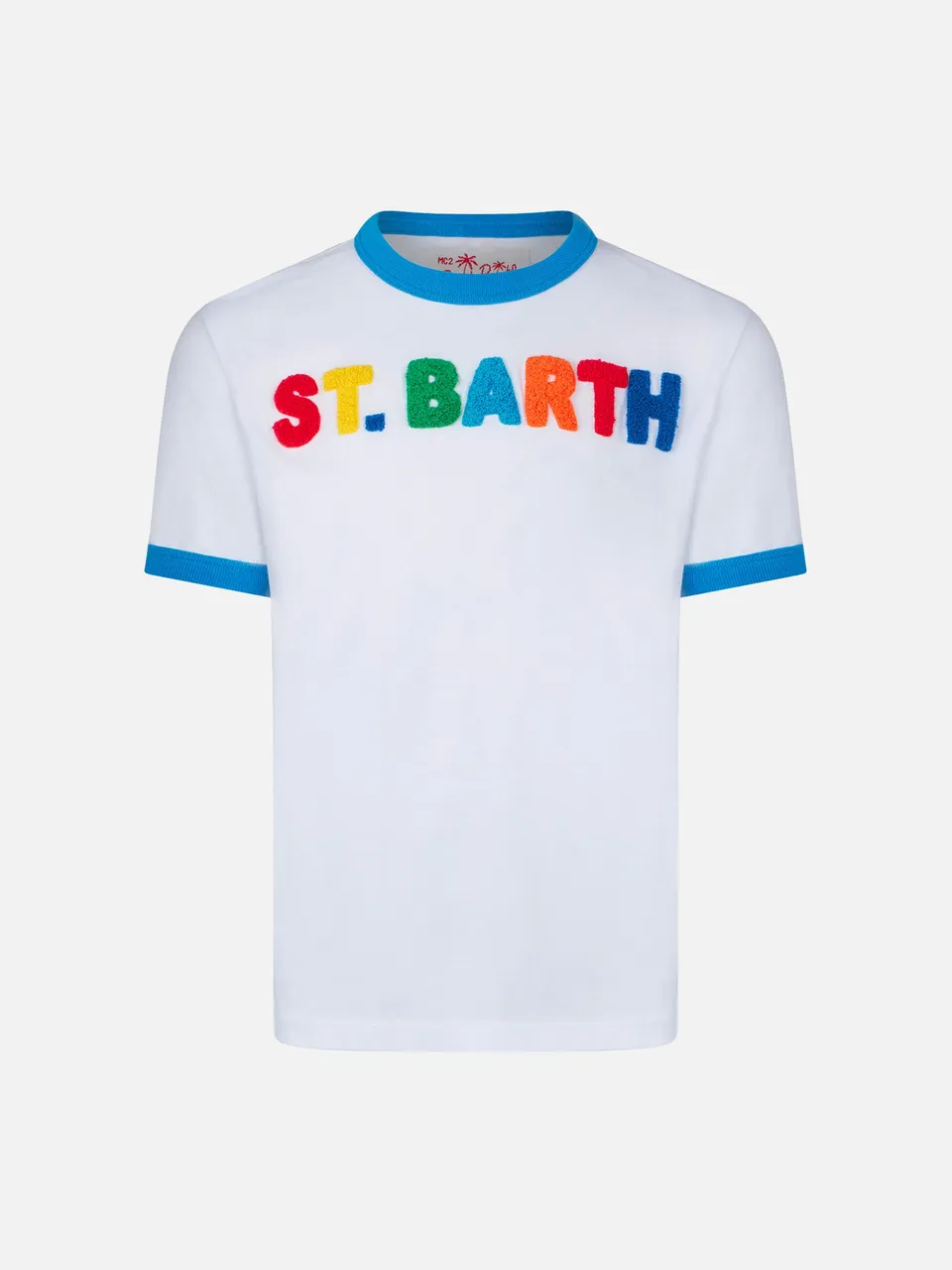 mc2-saint-barth-t-shirt-bambino-in-cotone-bianca-con-scritta-st-barth-multicolor image 1