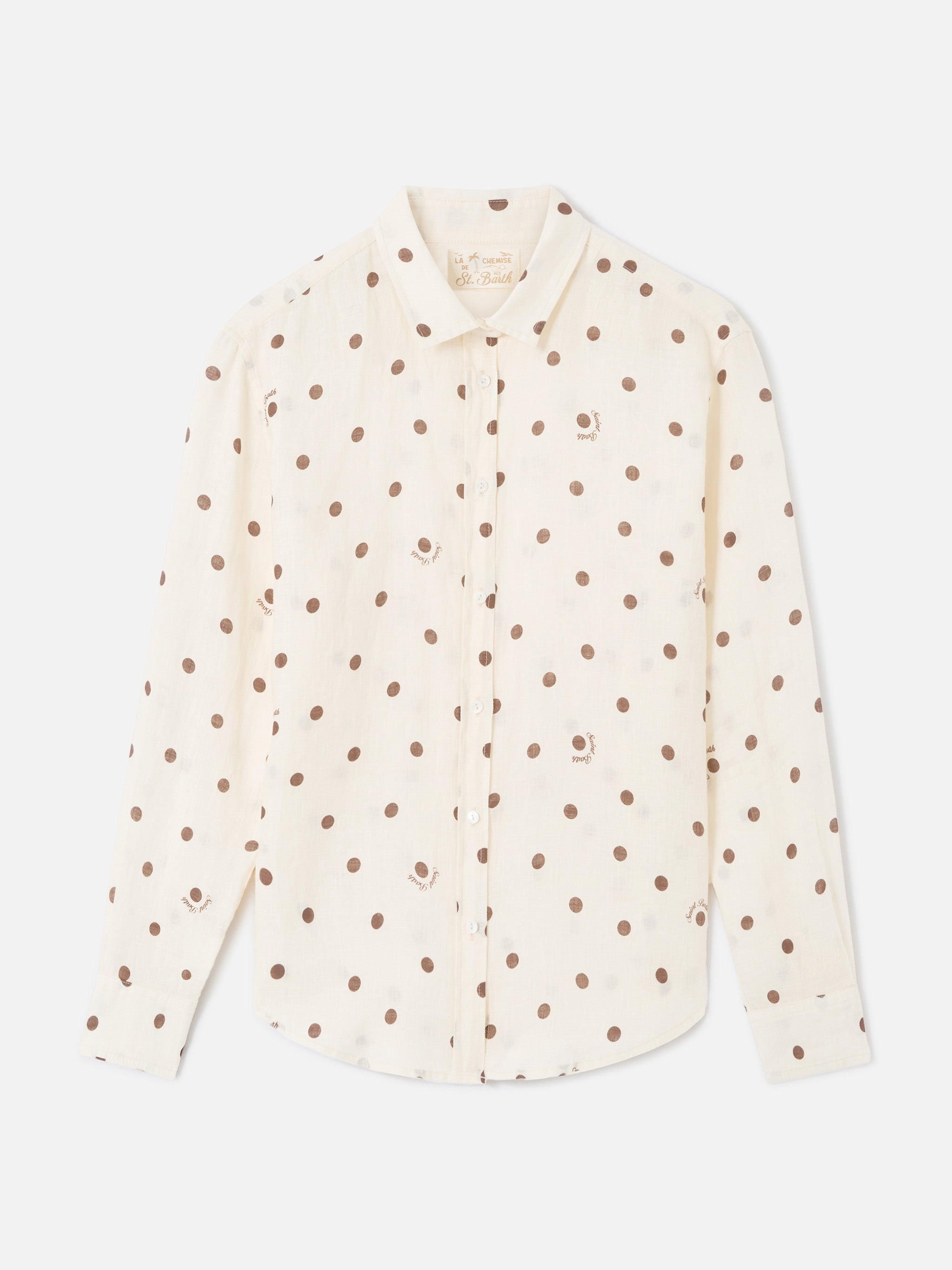 mc2-saint-barth-camicia-meredith-donna-in-lino-bianco-a-pois-marroni image 5